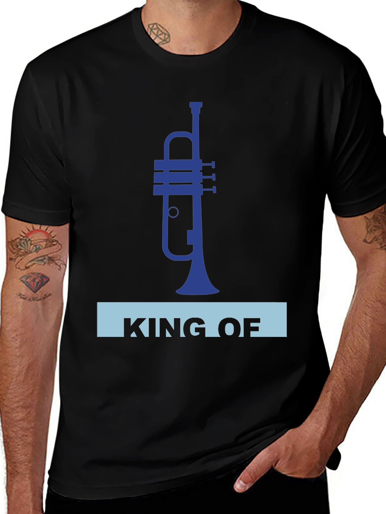 Black King of Trumpet T-Shirt - Musical Instrument Tee main image