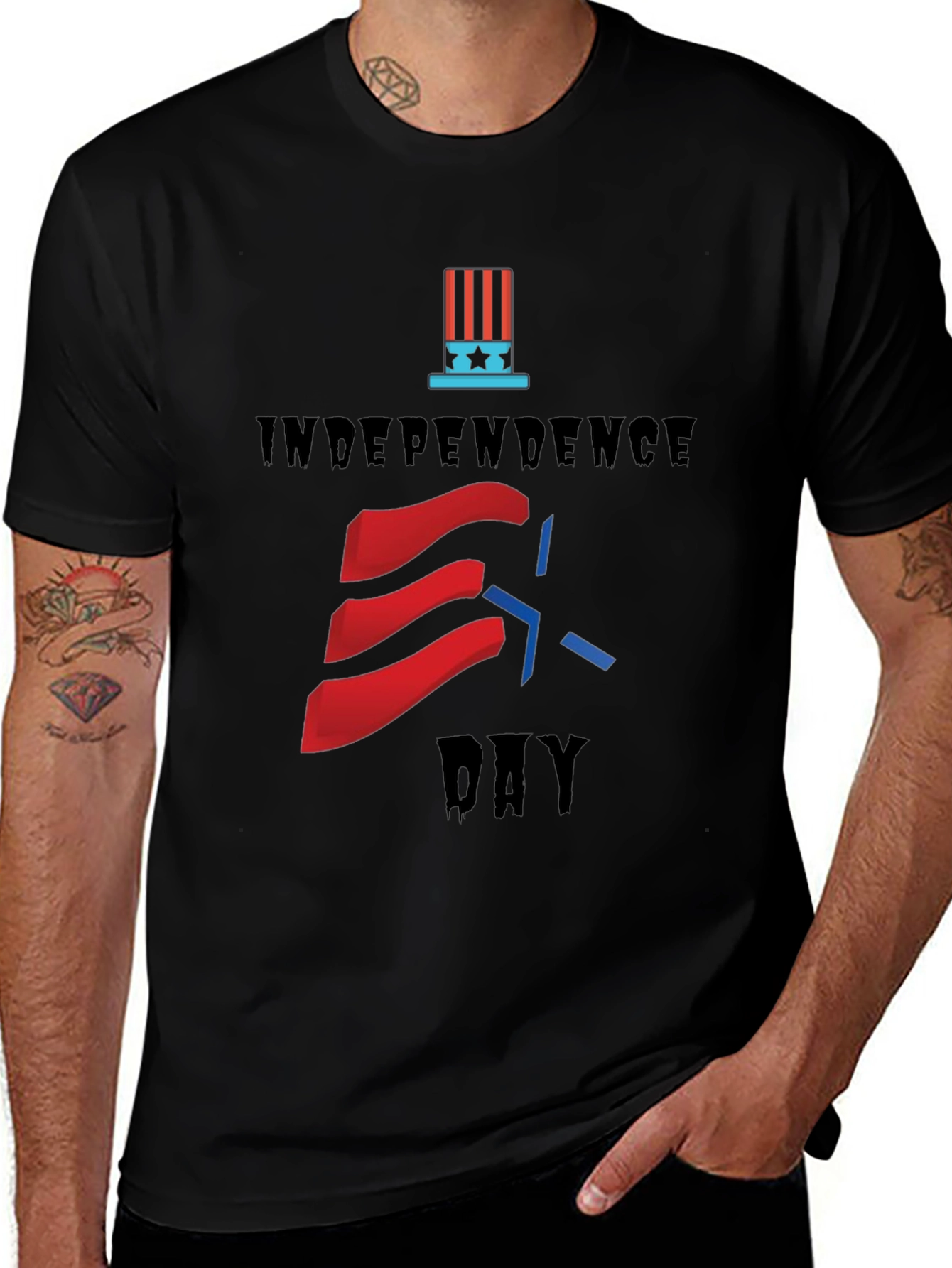 Black Independence Day Graphic T-Shirt main image