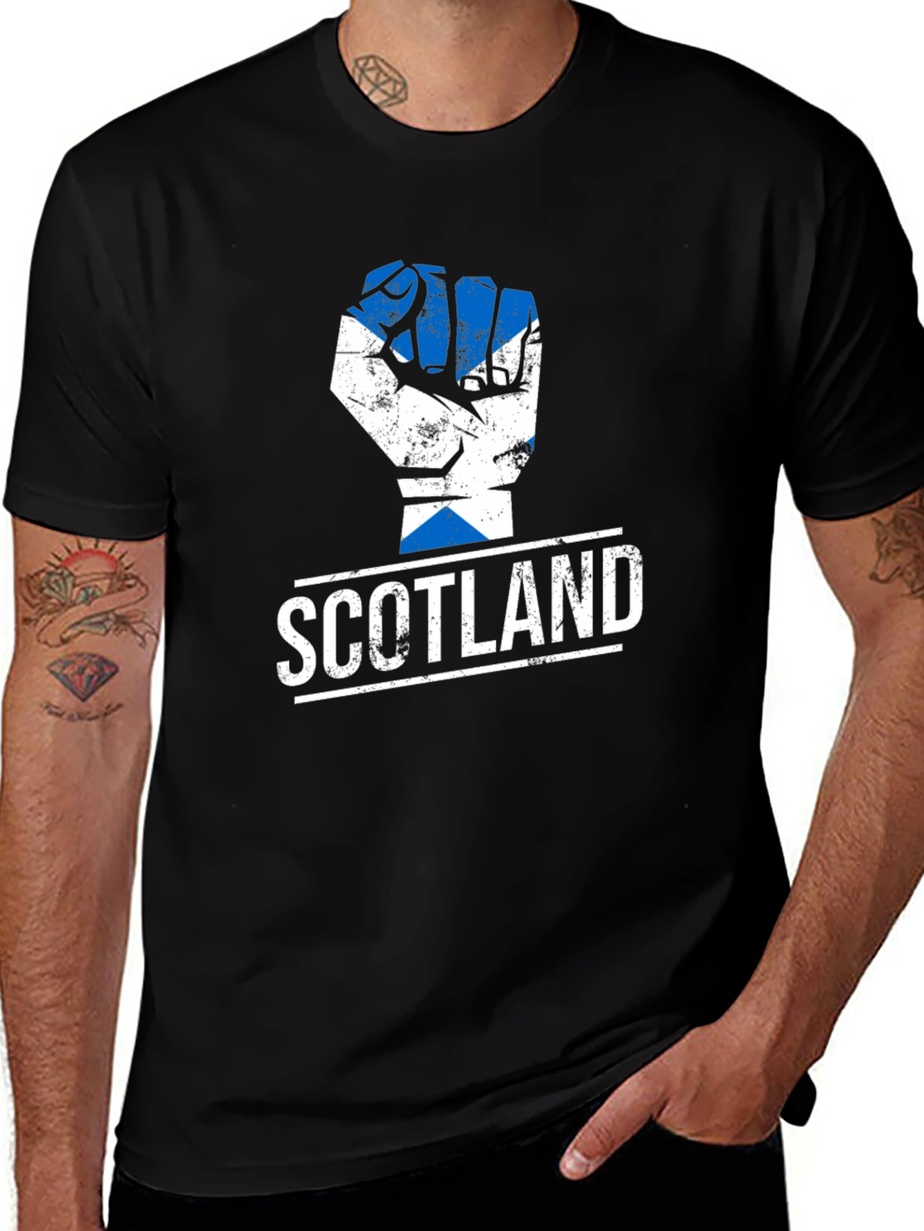Scotland Flag Fist Black T-Shirt