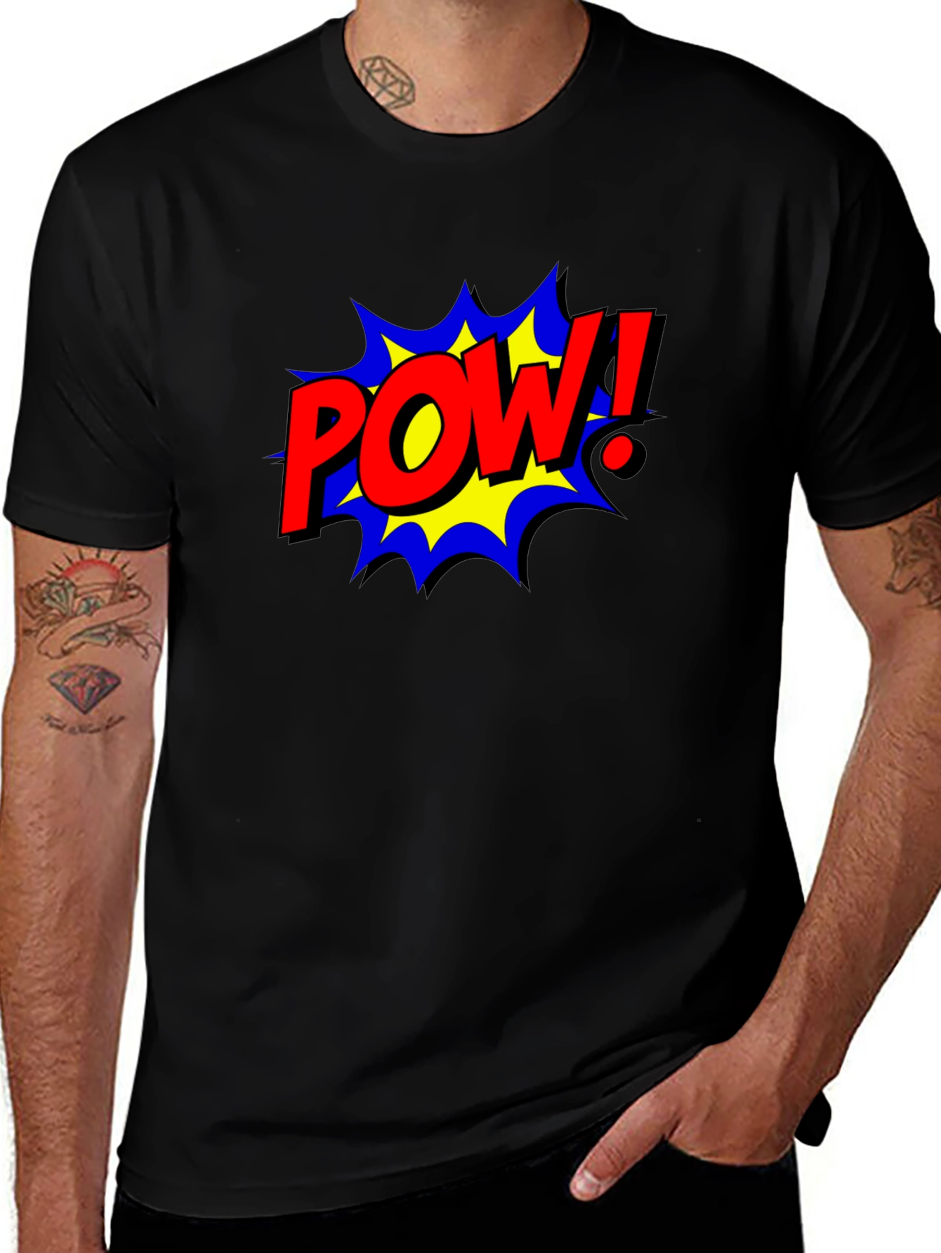 Variant 28 of POW! Graphic Tee - Comic Book Style Black T-Shirt