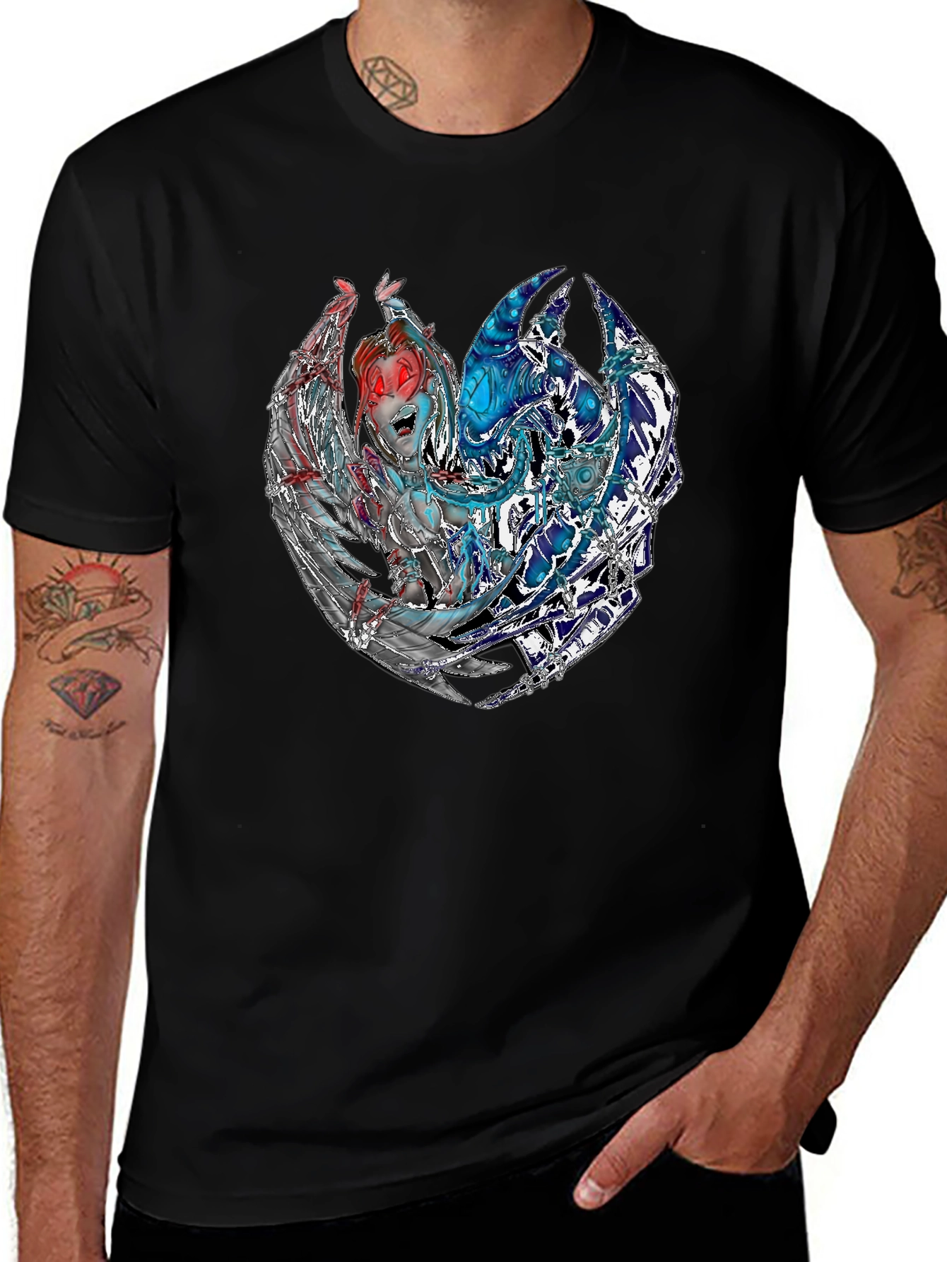 Variant 16 of Fantasy Graphic Print Black T-Shirt