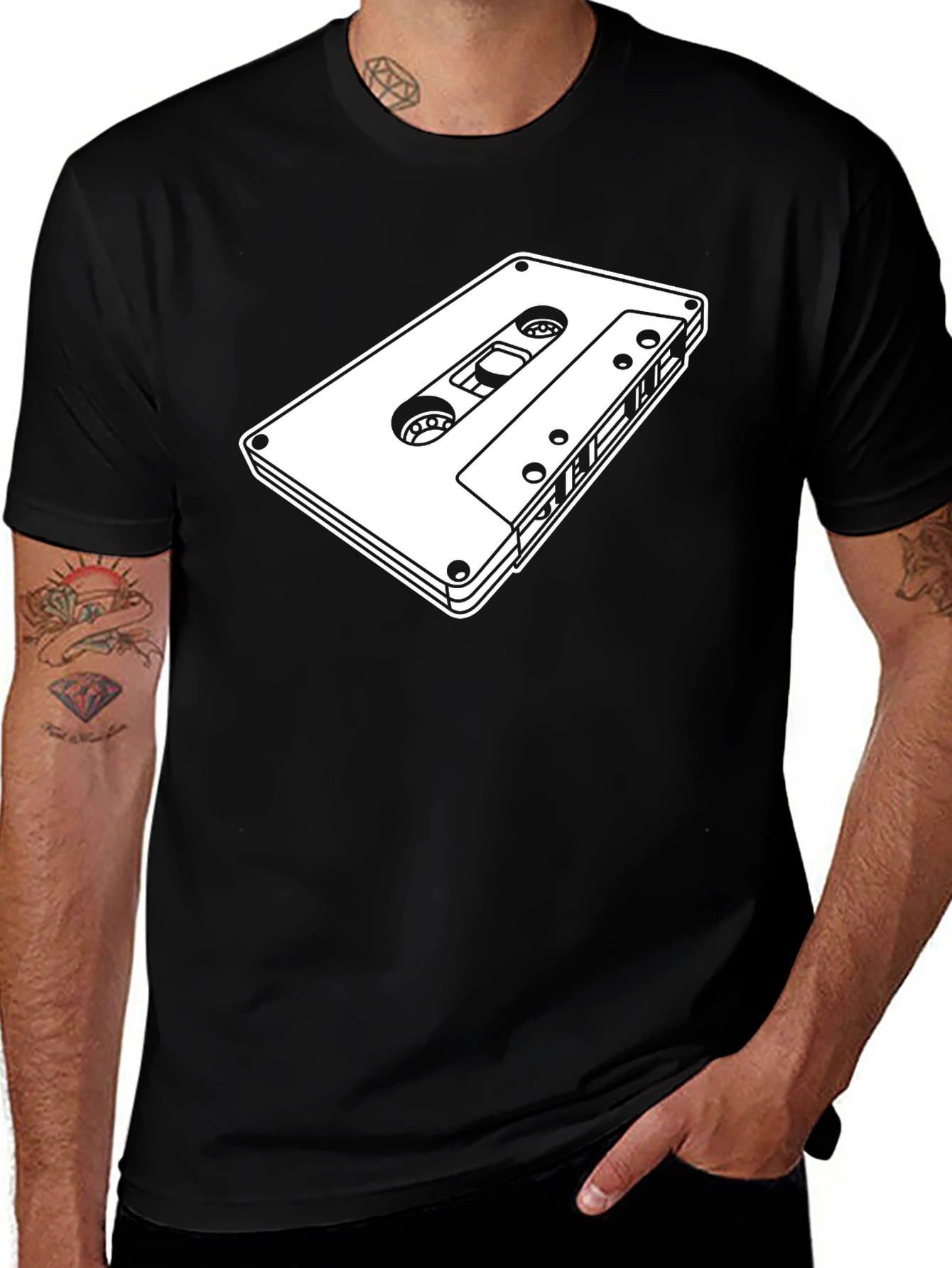 Variant 18 of Retro Cassette Tape Graphic Tee - Black