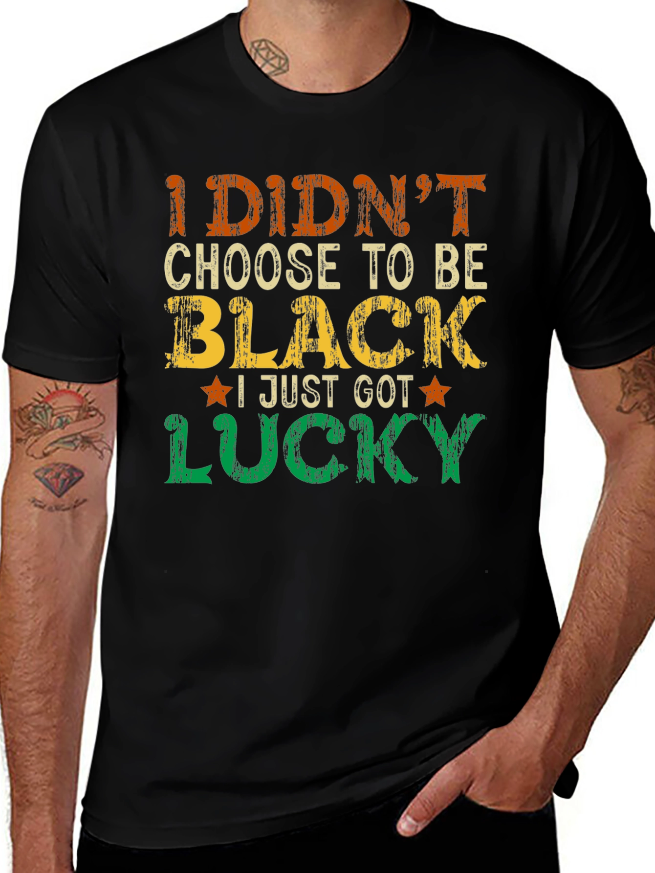 Variant 17 of Lucky Black T-Shirt - Mens Graphic Tee