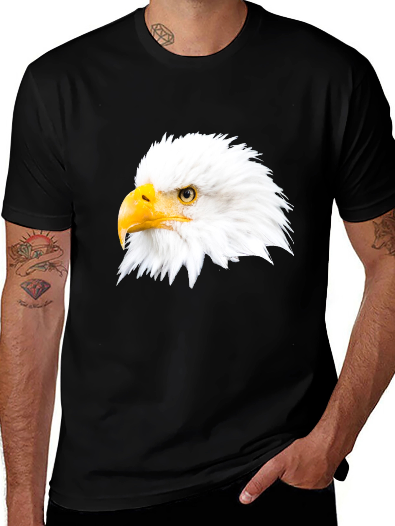 Variant 17 of Eagle Head Graphic Black T-Shirt