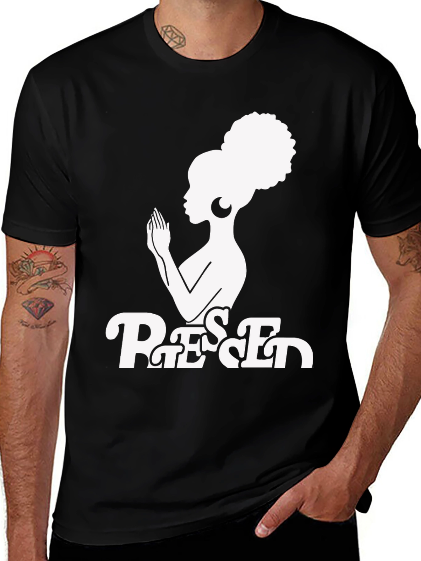 Variant 13 of Blessed Graphic T-Shirt - Afro Woman Design