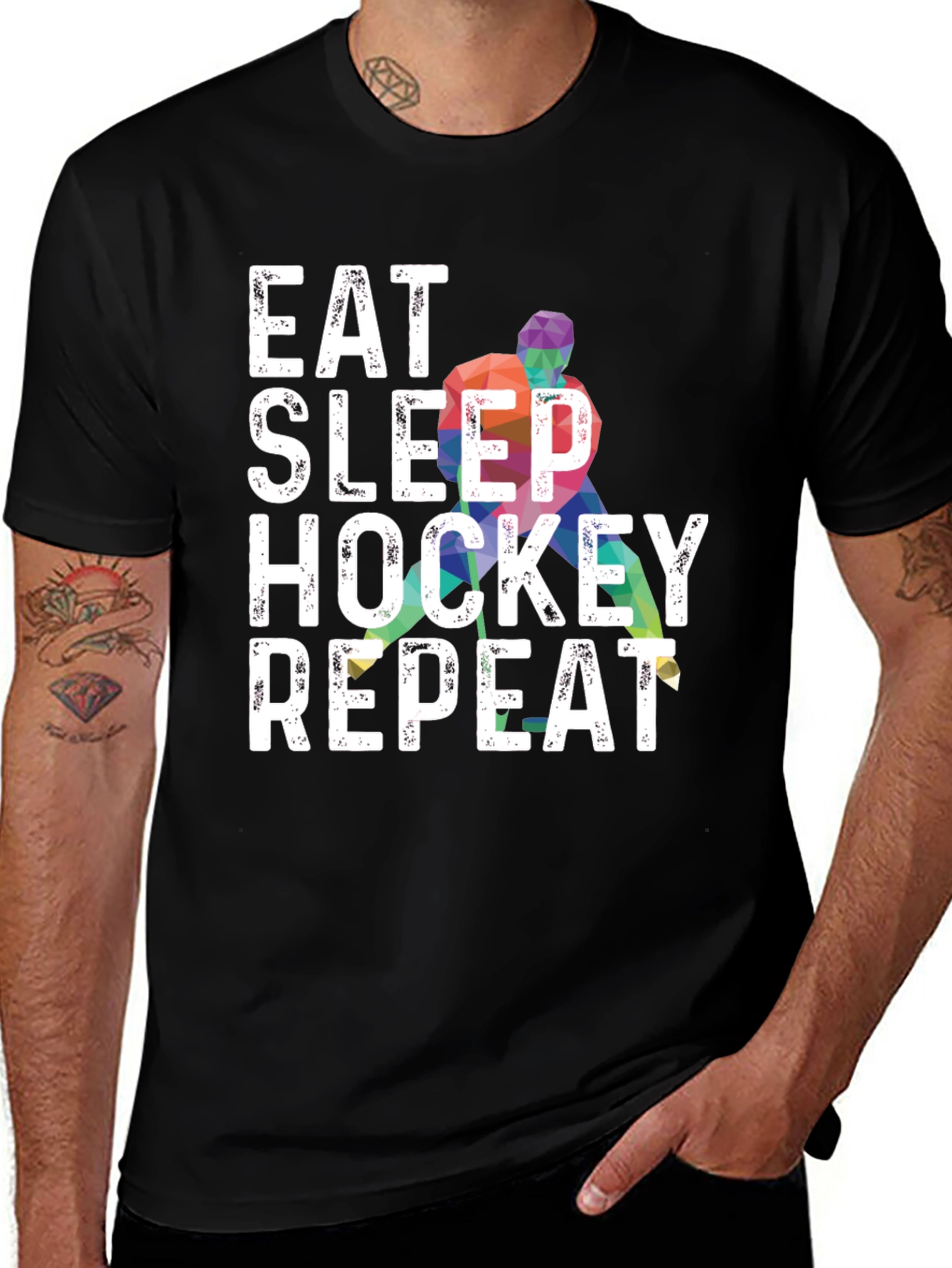 Variant 26 of Eat Sleep Hockey Repeat Graphic Tee