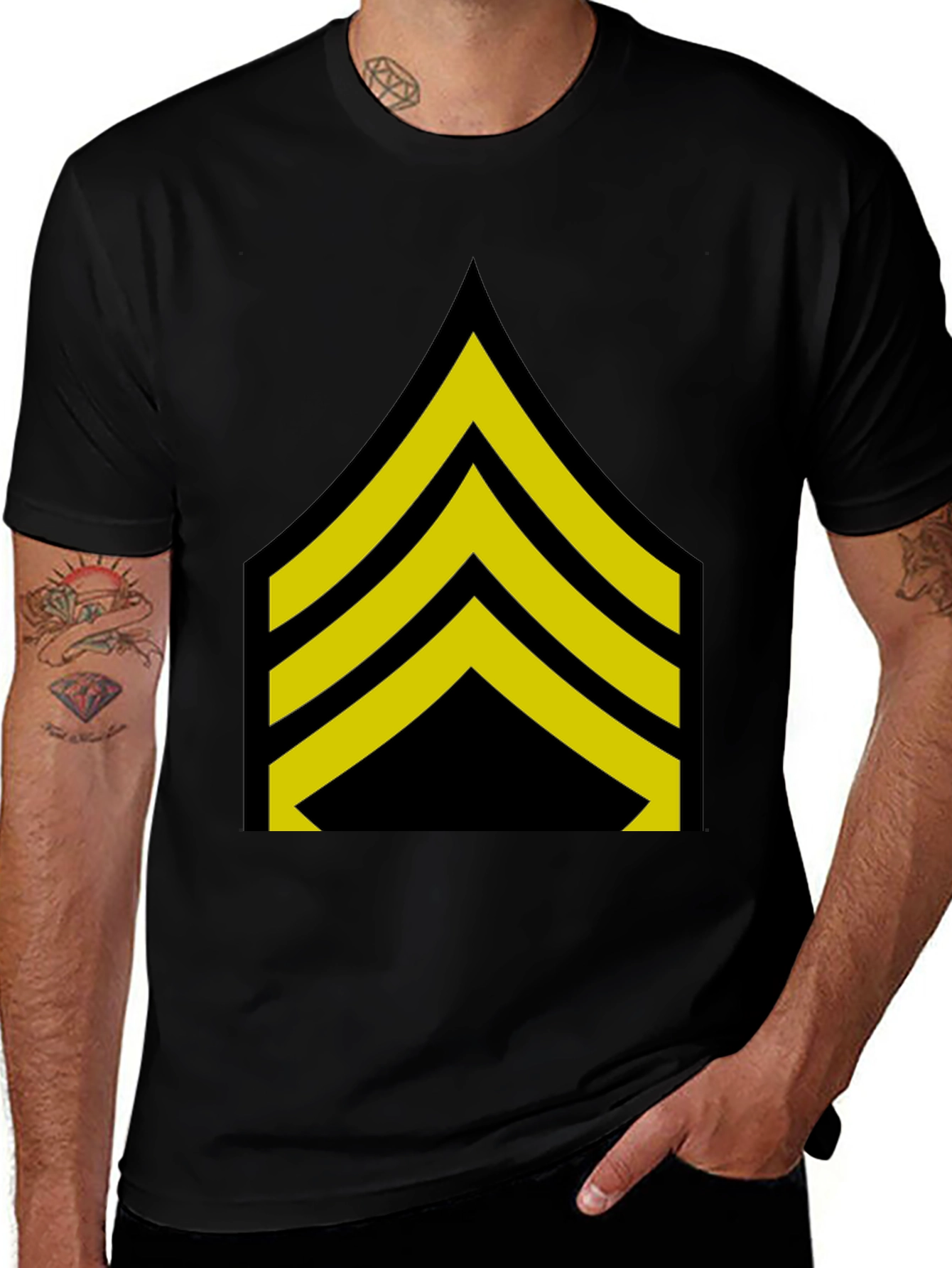 Sergeant Stripes T-Shirt - Bold Military Style Tee