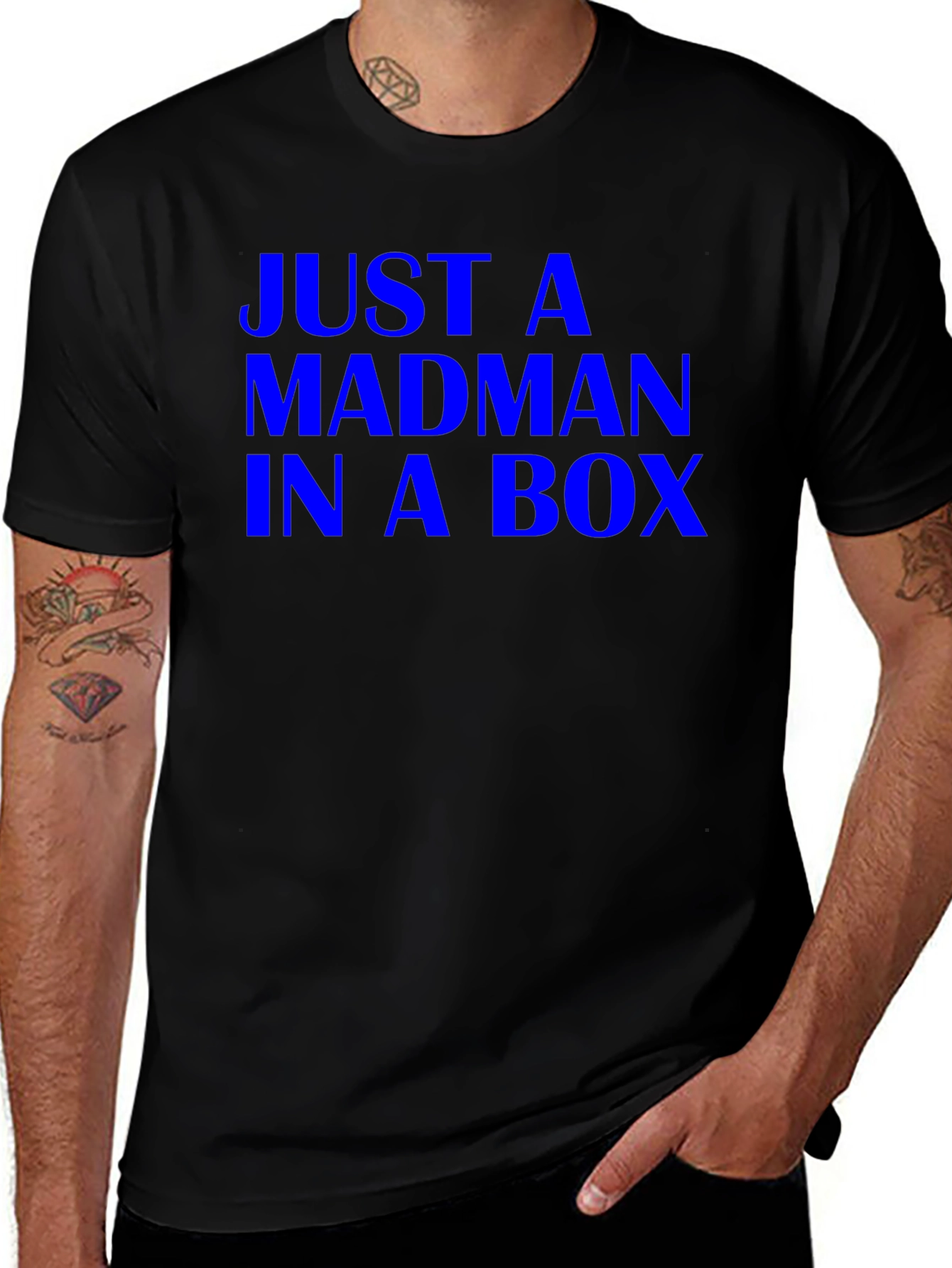 Variant 9 of Just a Madman in a Box Tee - Black Cotton T-Shirt