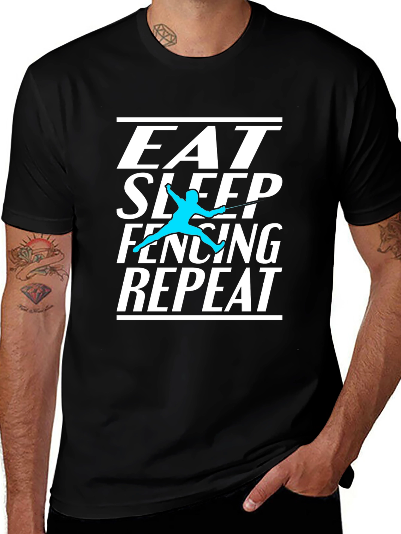 Variant 27 of Eat Sleep Fencing Repeat Black T-Shirt