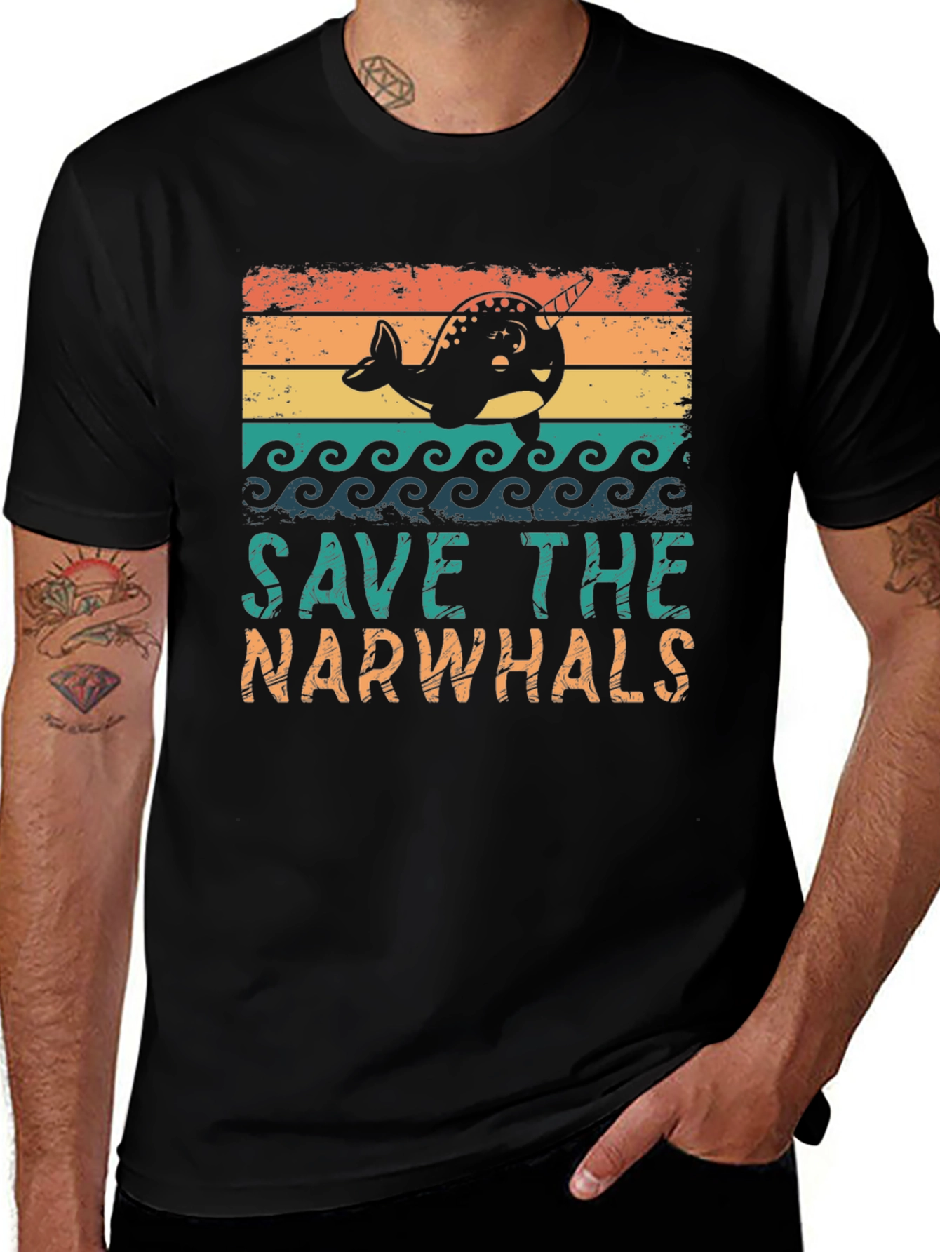 Variant 4 of Save the Narwhals Graphic T-Shirt