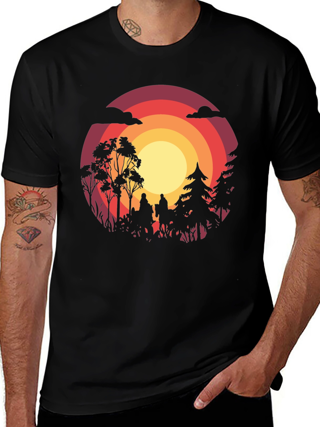 Variant 12 of Sunset Silhouette Graphic Tee - Nature Lover's T-Shirt