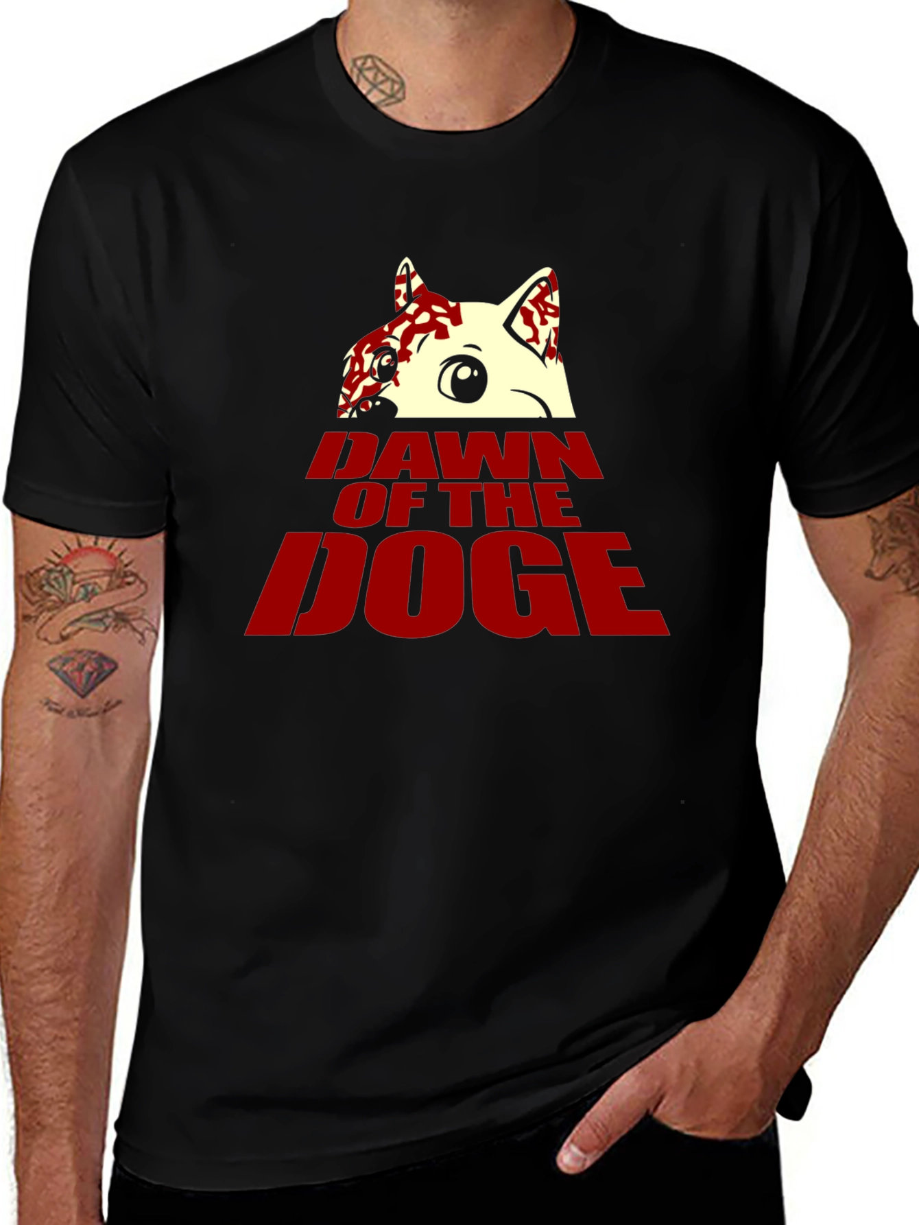 Variant 14 of Dawn of the Doge T-Shirt - Horror Movie Parody