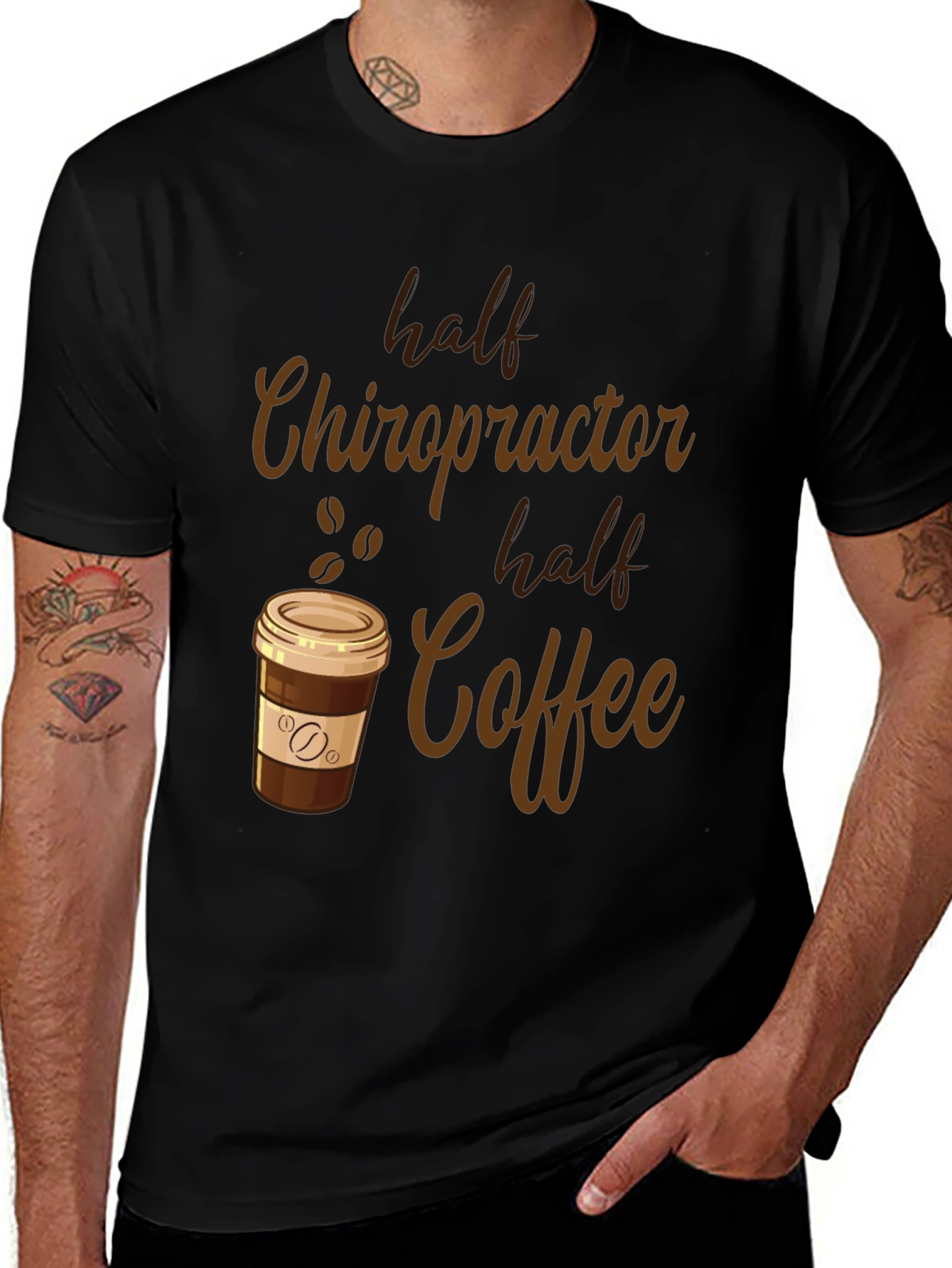 Variant 24 of Half Chiropractor Half Coffee Graphic T-Shirt