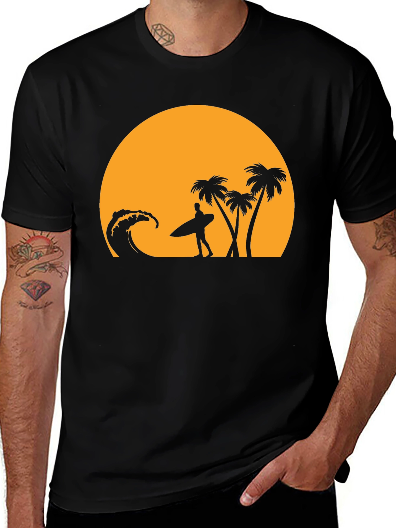 Variant 2 of Sunset Beach Surfer Graphic T-Shirt