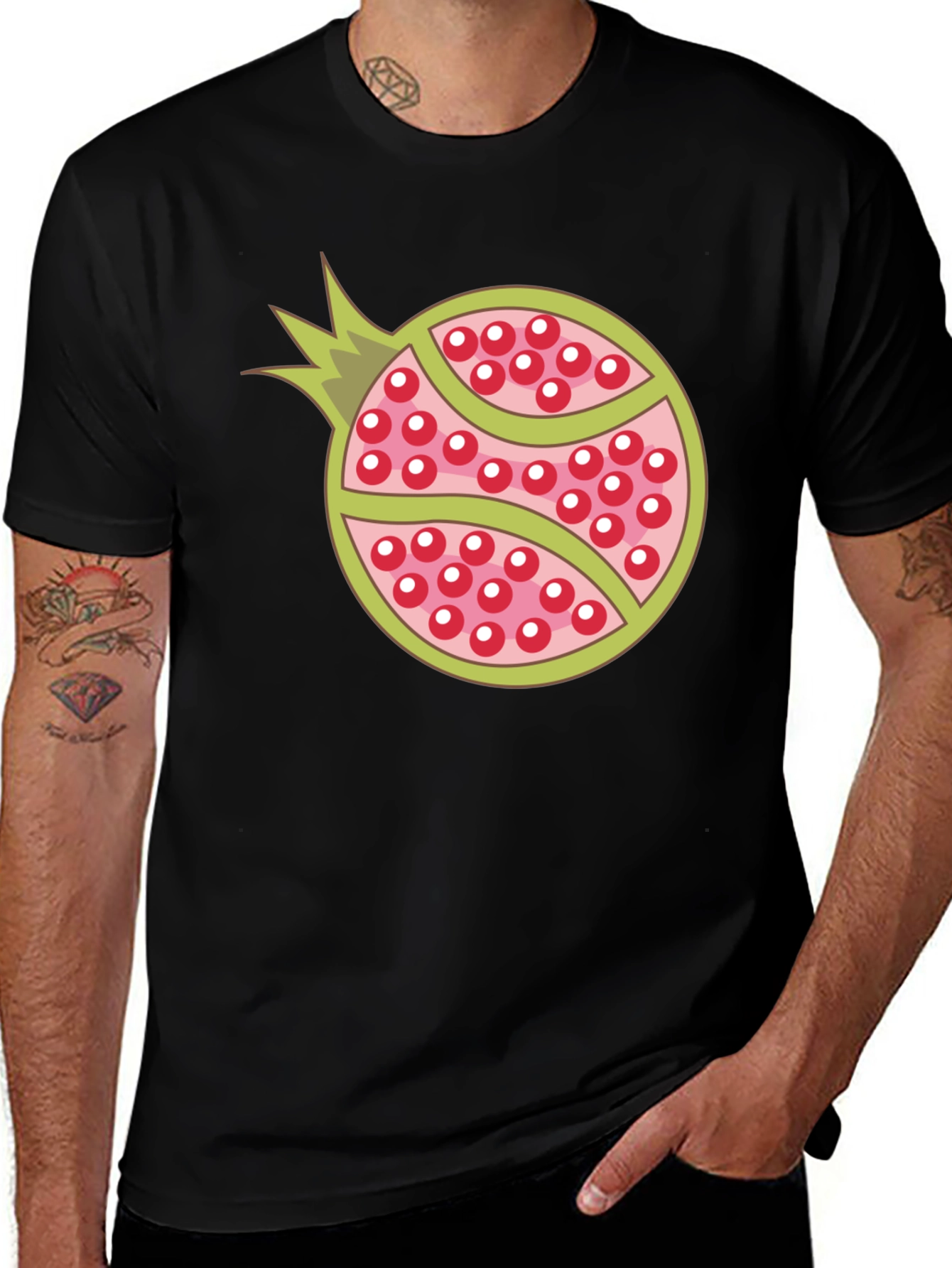Variant 26 of Pomegranate Graphic T-Shirt - Casual Black Tee