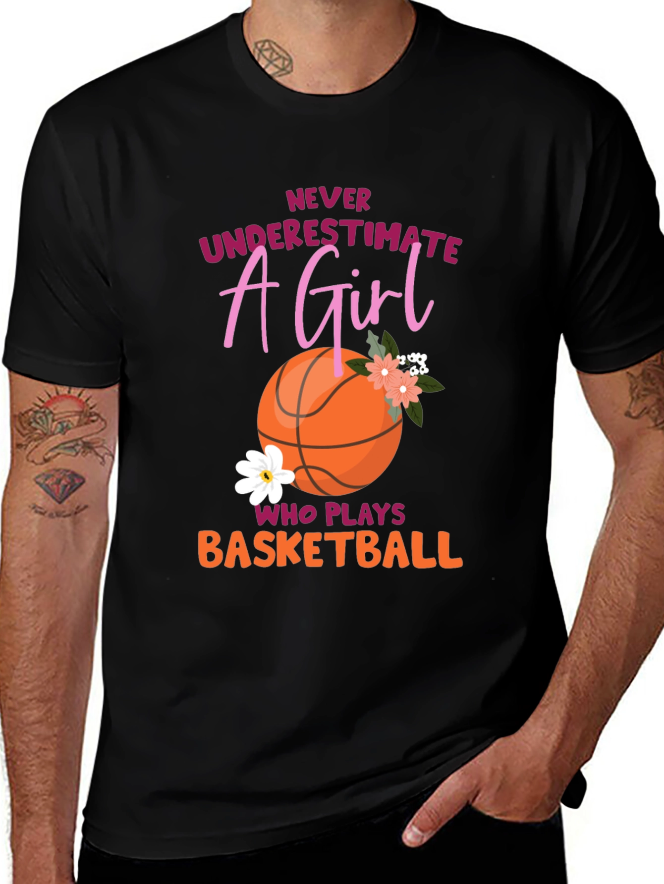 Variant 12 of Never Underestimate A Girl Basketball Graphic Tee