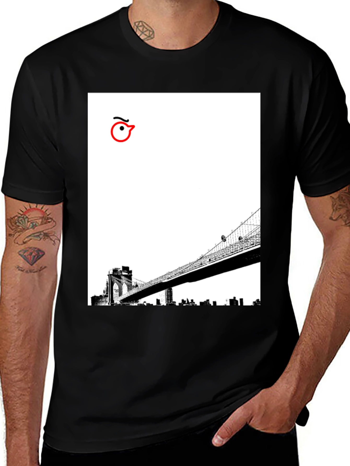 Variant 19 of Brooklyn Bridge Graphic Tee - Stylish Black T-Shirt