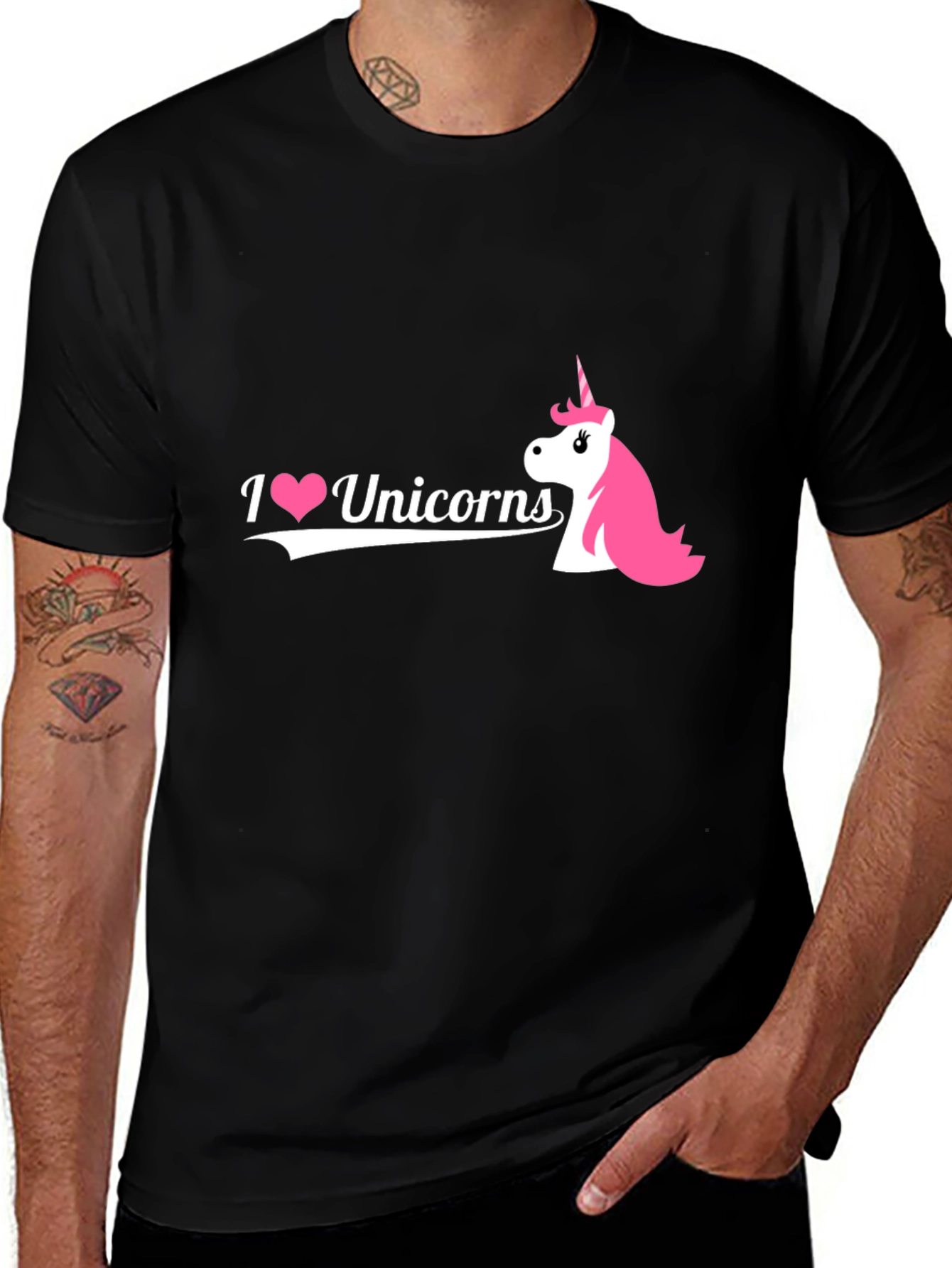 I Heart Unicorns T-Shirt - Black Cotton Graphic Tee