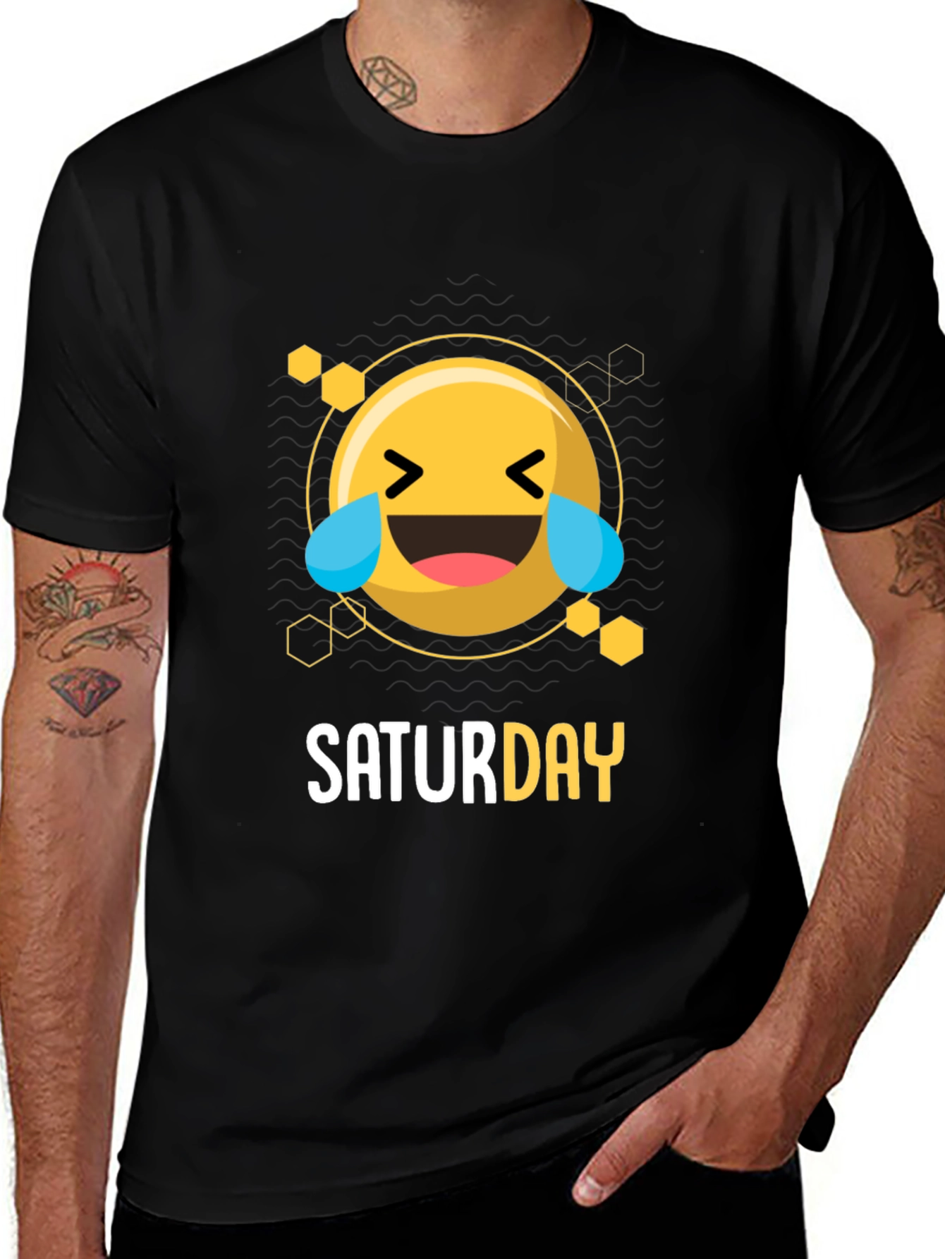 Saturday Emoji Graphic T-Shirt - Black