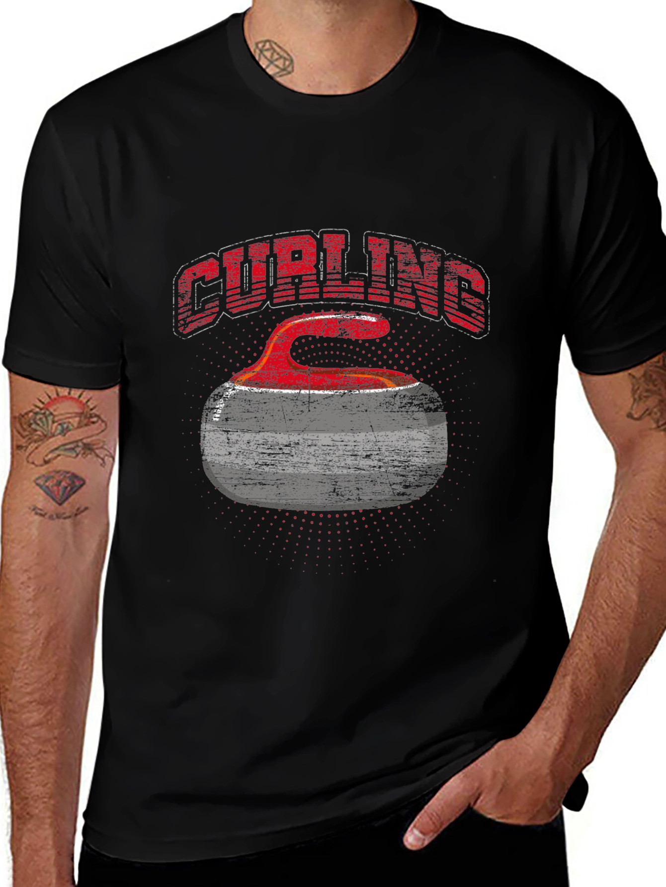 Variant 28 of Curling Stone Graphic T-Shirt - Black