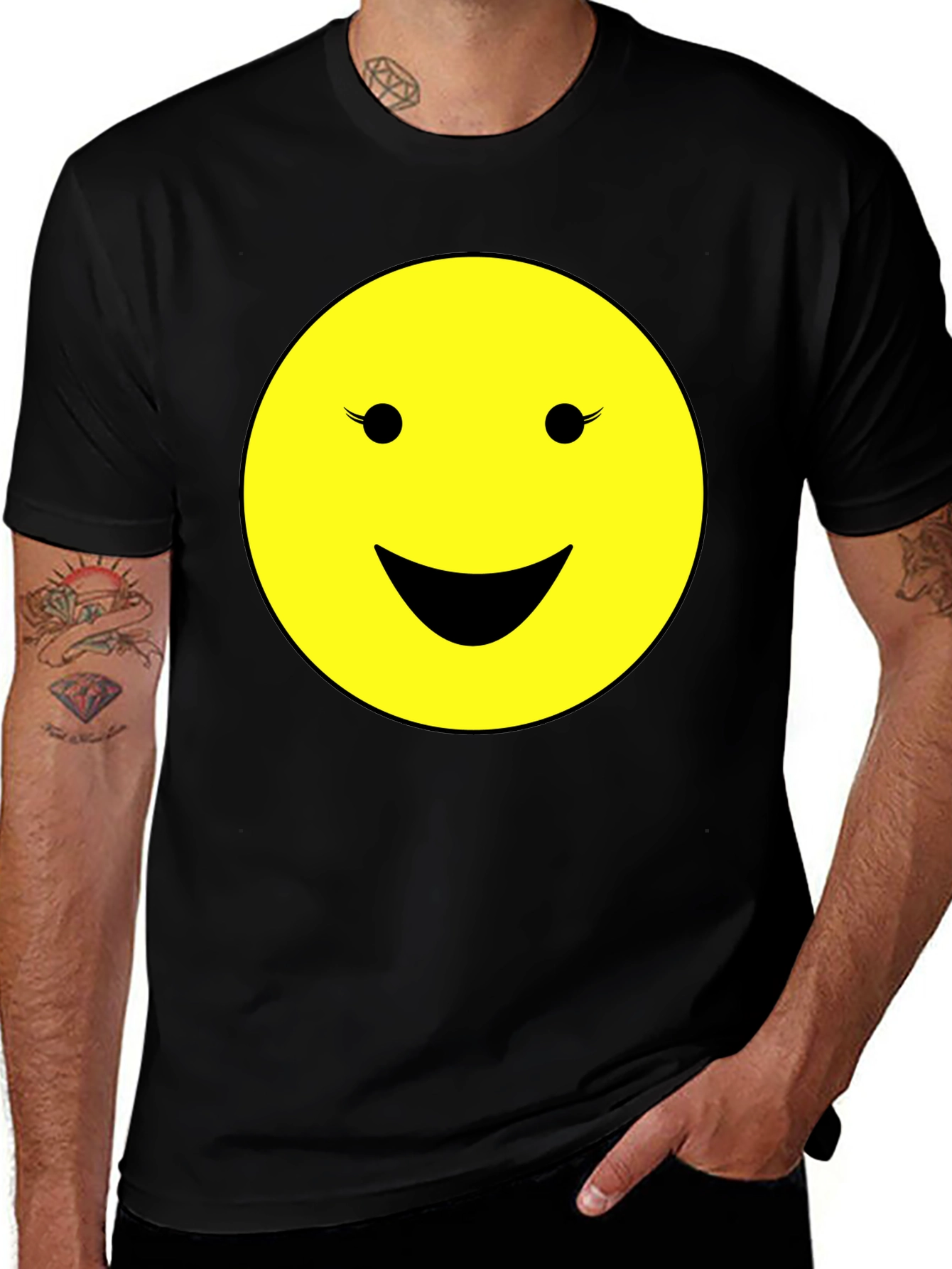 Variant 26 of Smiley Face Graphic Tee - Black