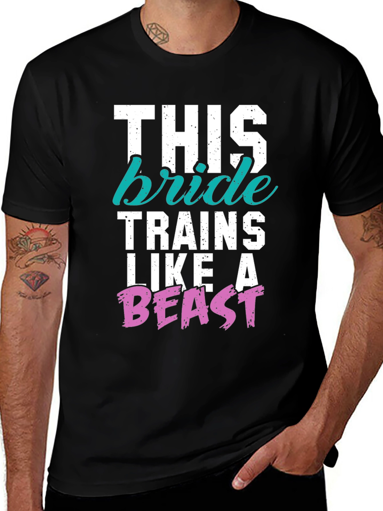 Variant 27 of Bride Trains Like a Beast T-Shirt - Workout Wedding Gift