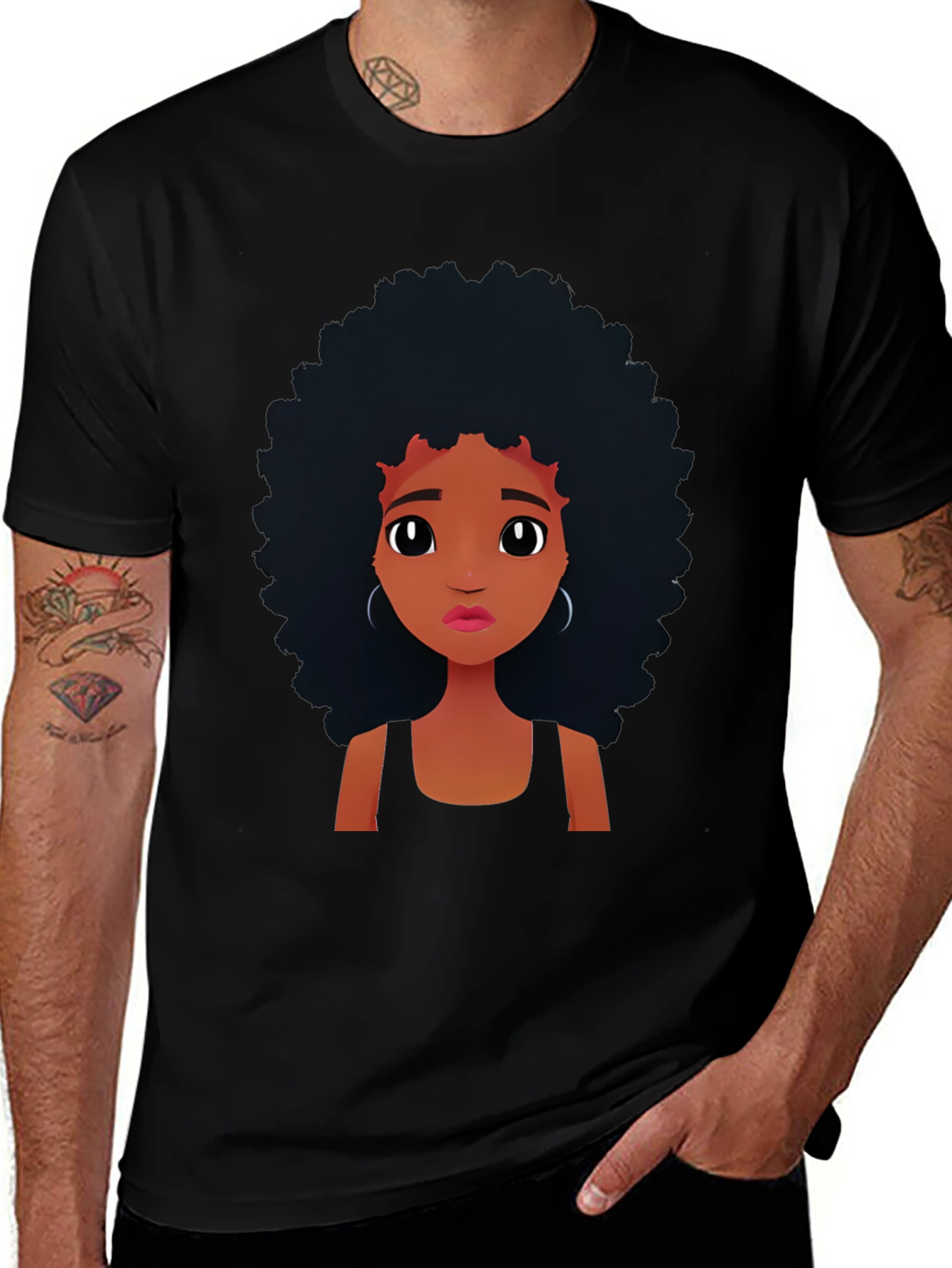 Variant 3 of Stylish Black T-Shirt with Cartoon Girl Graphic