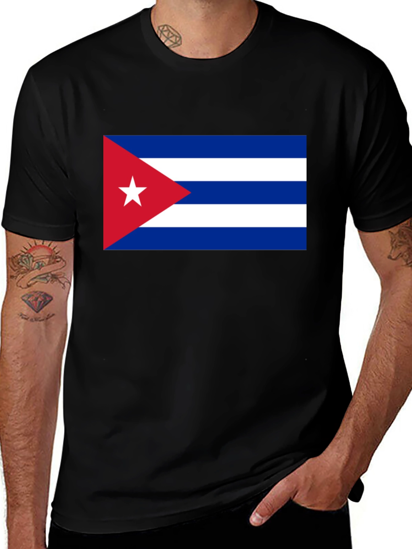Variant 27 of Cuba Flag T-Shirt - Short Sleeve Crew Neck Tee