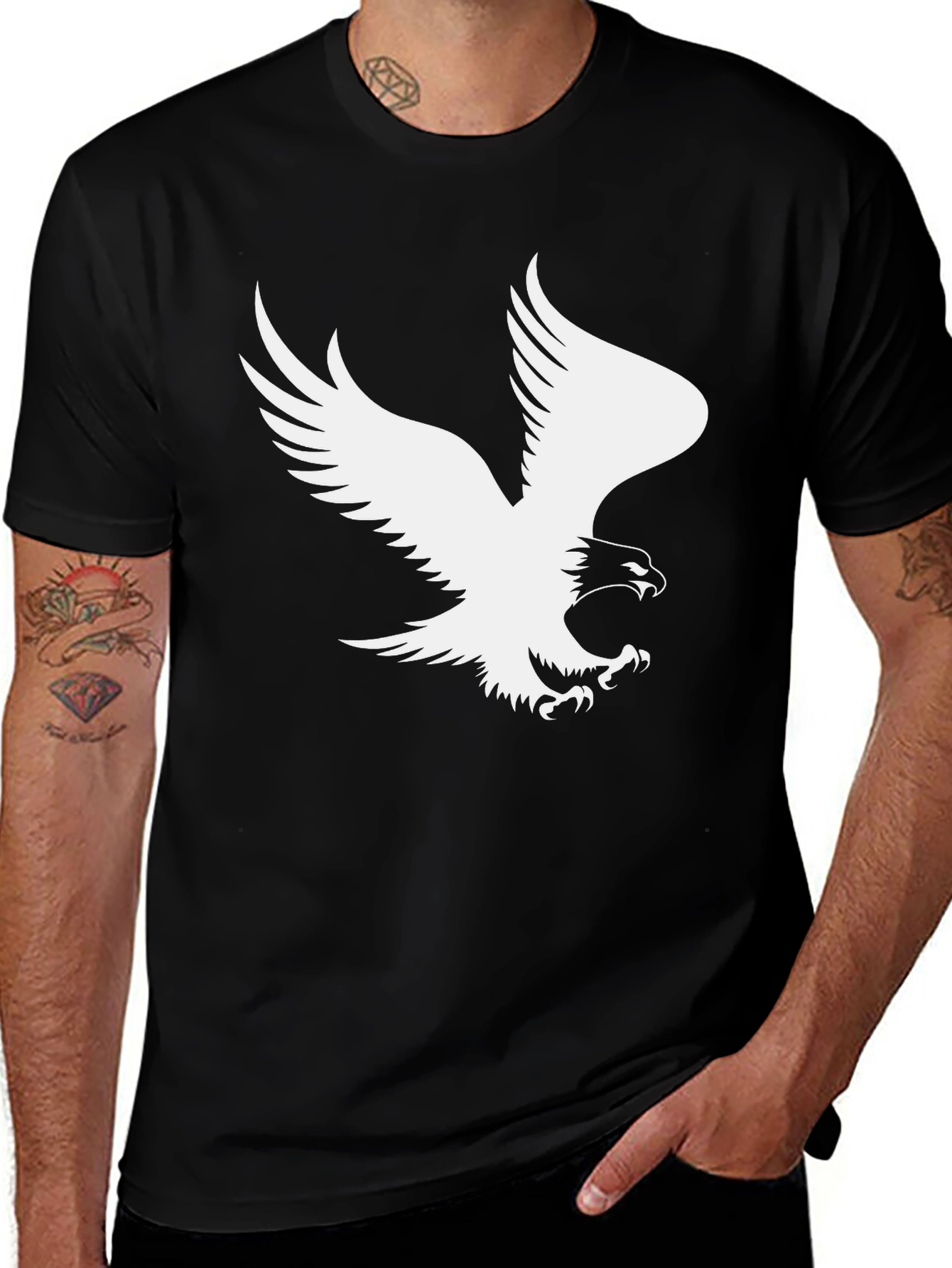 Variant 3 of Eagle Graphic Tee - Black Cotton T-Shirt