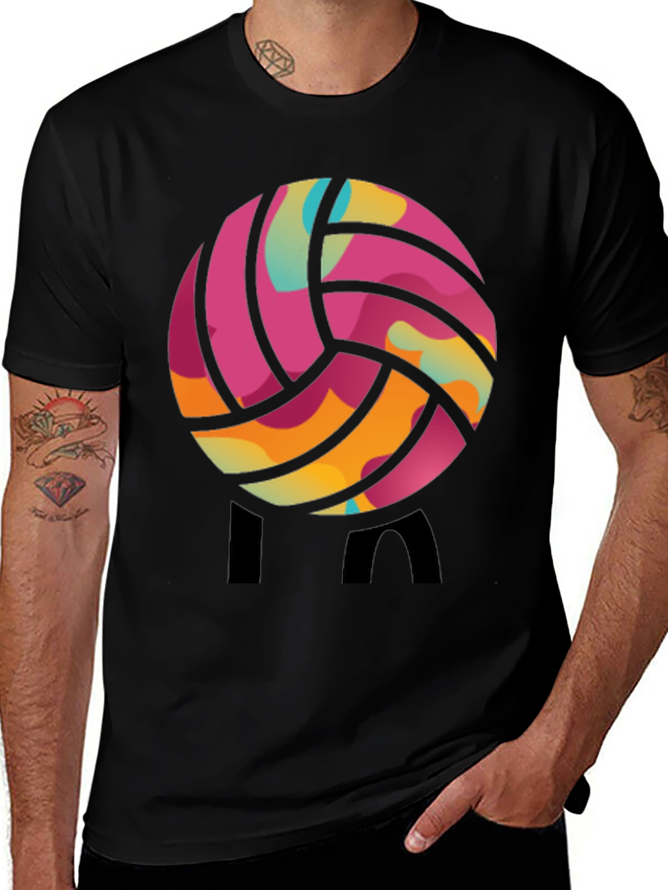 Variant 9 of Colorful Volleyball Graphic Tee - Casual Style