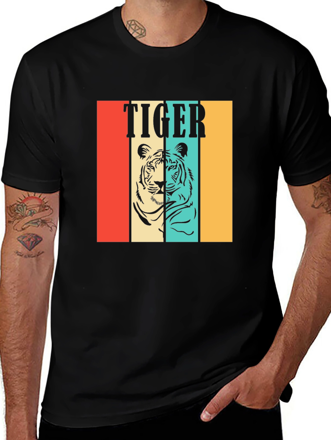 Variant 12 of Retro Tiger Graphic Tee - Vintage Style Men's T-Shirt