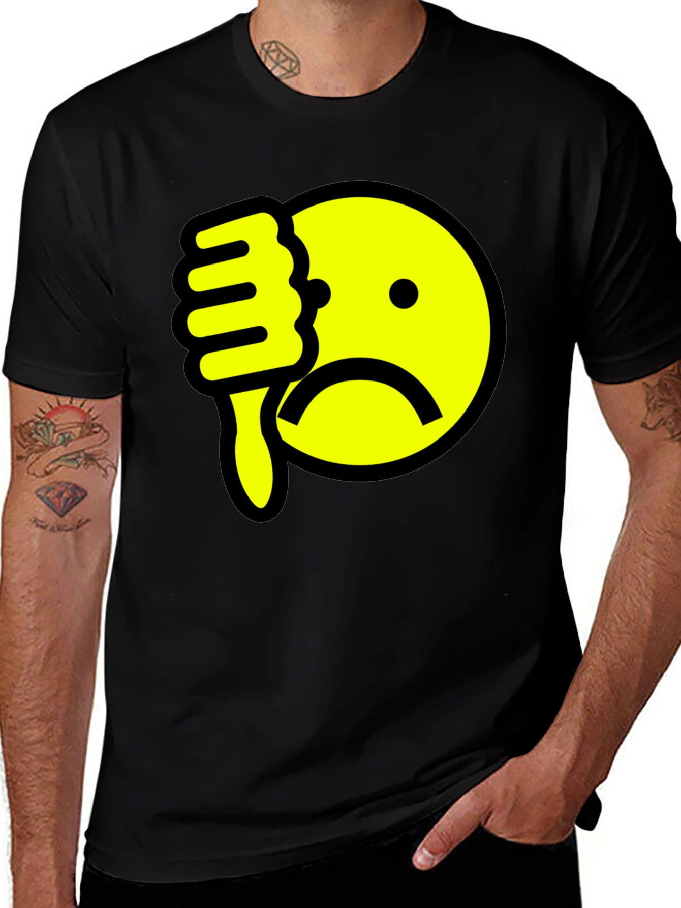 Variant 9 of Sad Thumbs Down Emoji Black T-Shirt