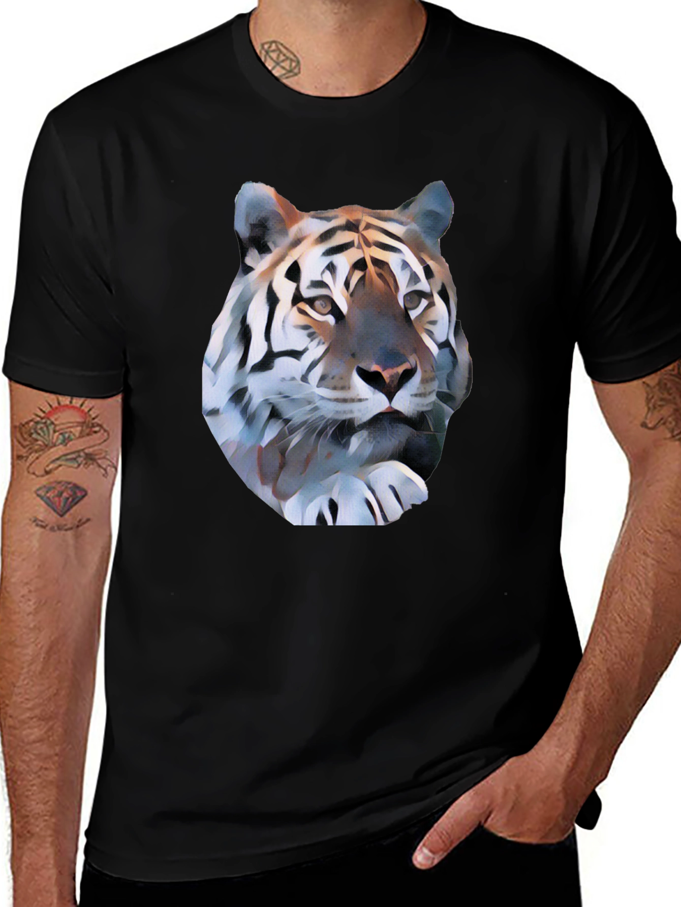 Variant 29 of Tiger Graphic Tee - Black Short Sleeve Shirt