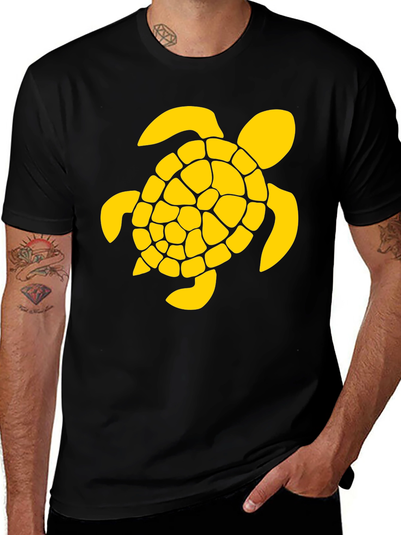 Variant 11 of Black T-Shirt with Yellow Turtle Graphic