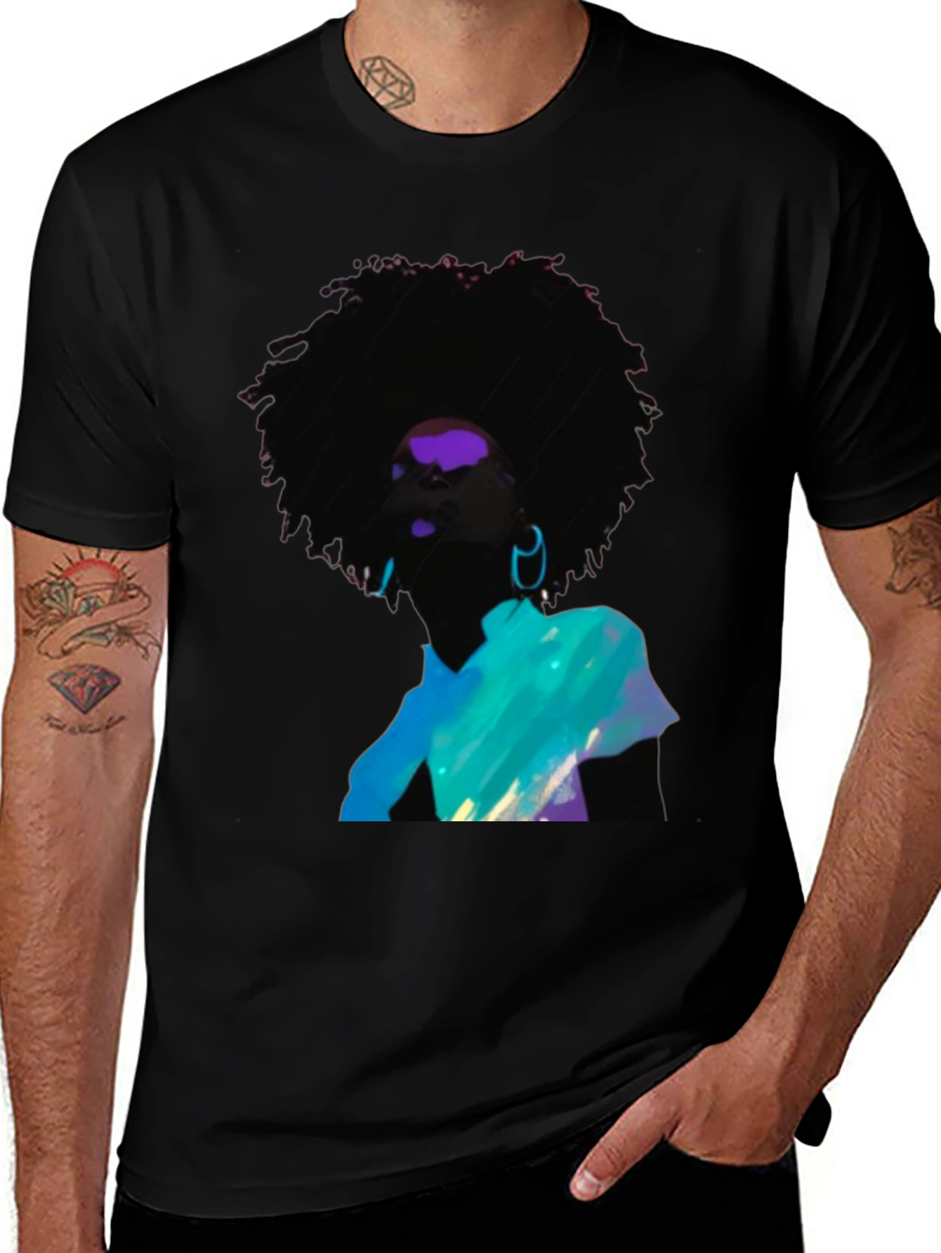 Variant 23 of Afro Art Graphic Tee - Stylish Black Cotton Shirt