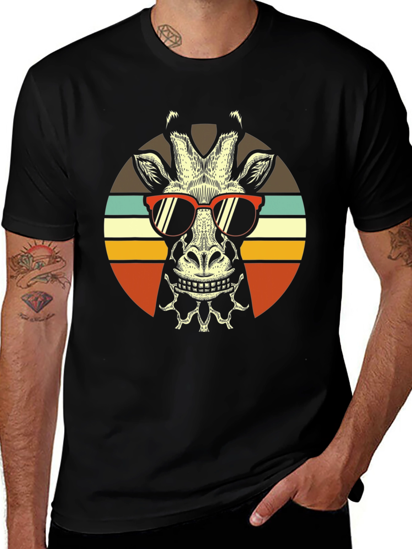Variant 26 of Cool Giraffe Graphic Tee - Retro Animal Design