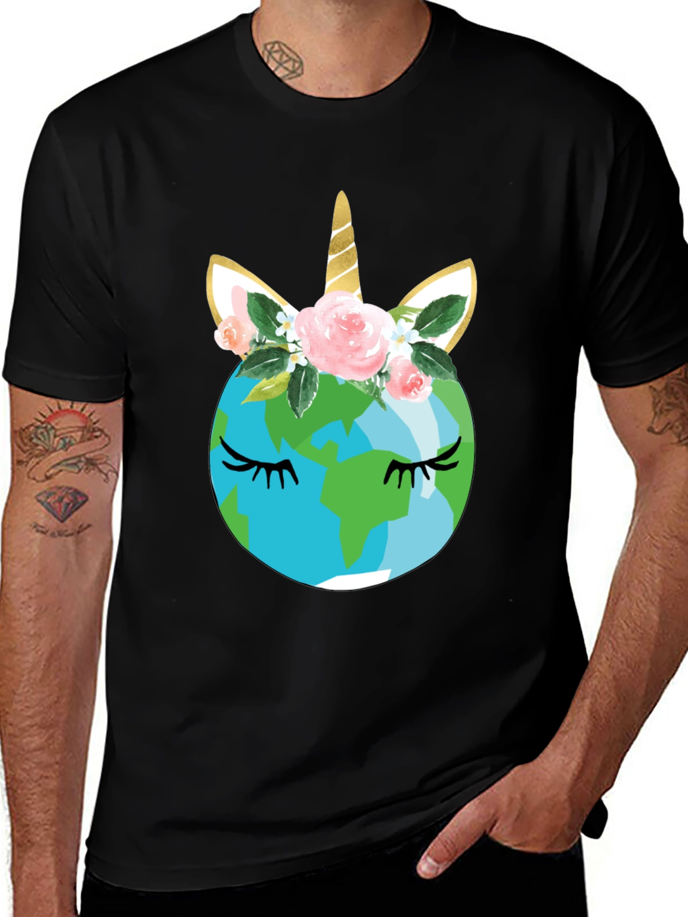 Variant 6 of Earth Unicorn T-Shirt - Black