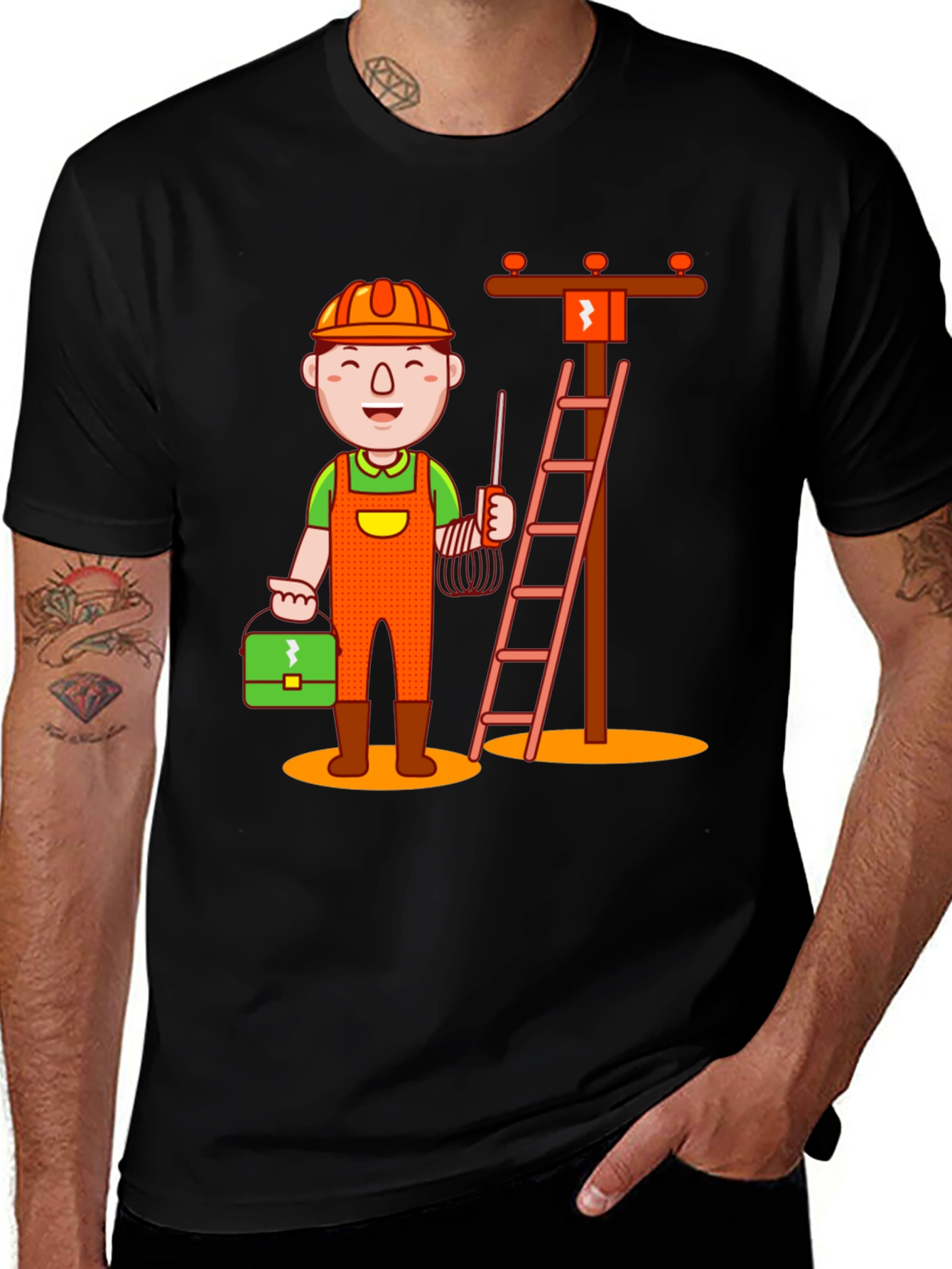 Variant 14 of Electrician Cartoon T-Shirt