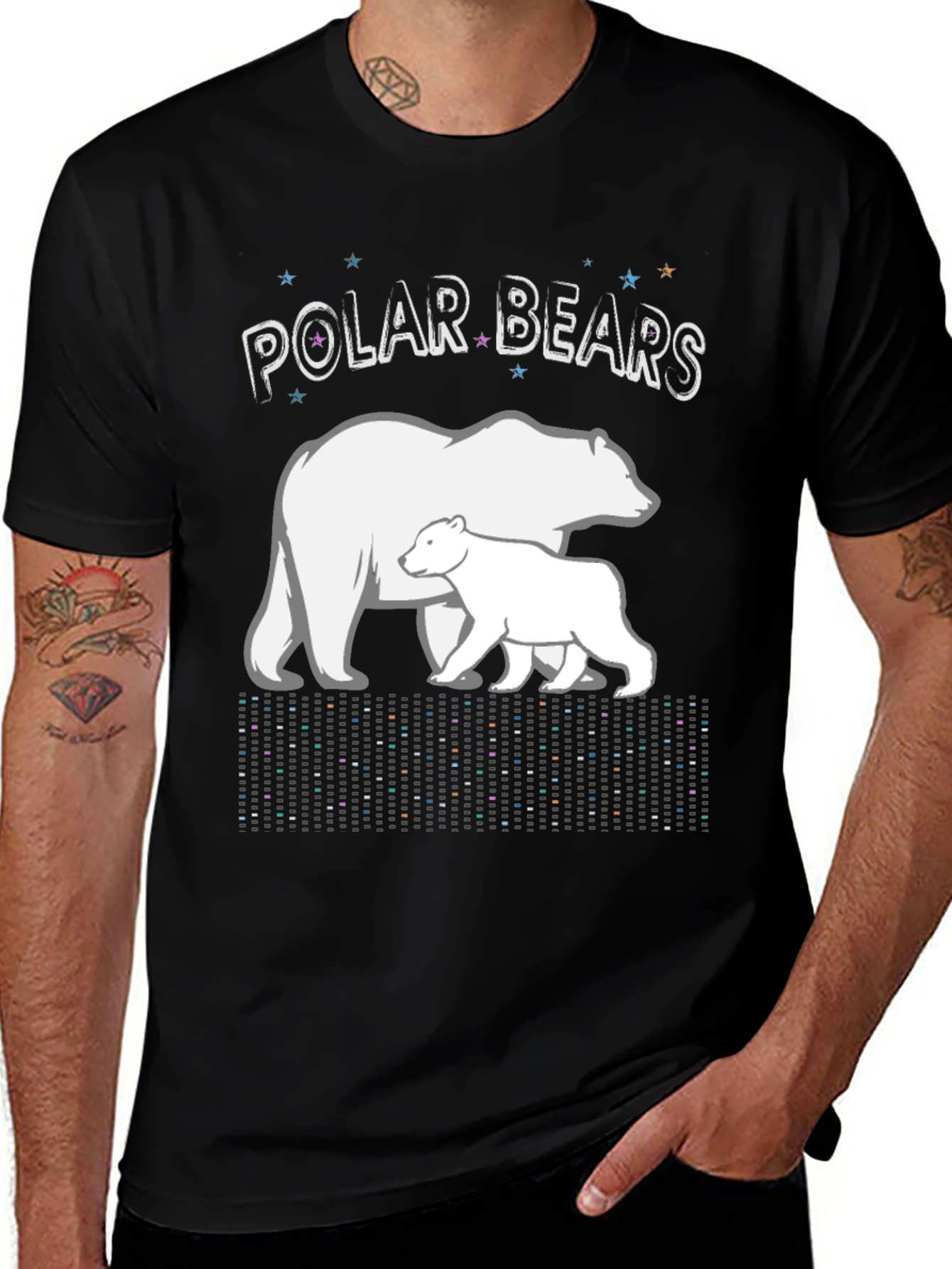 Variant 12 of Polar Bears Graphic Print Black T-Shirt