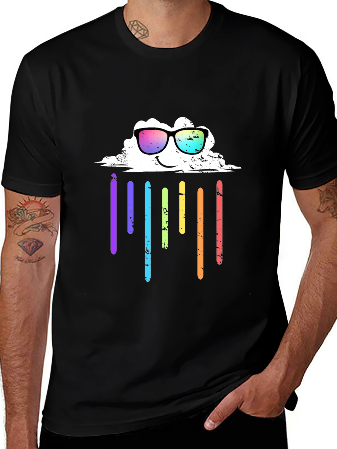 Variant 20 of Rainbow Cloud Graphic Tee - Black T-Shirt