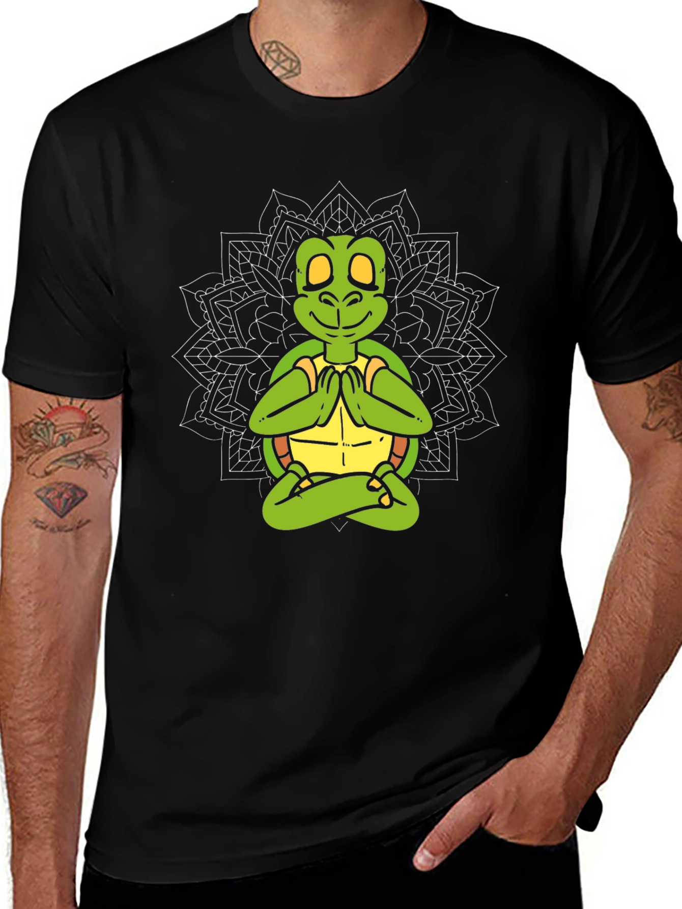 Variant 5 of Meditating Turtle Mandala Graphic Tee