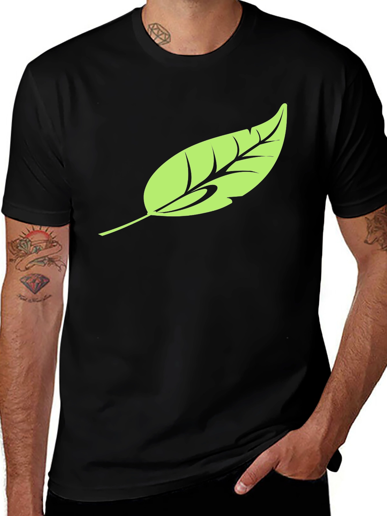 Variant 24 of Leaf Graphic Black T-Shirt