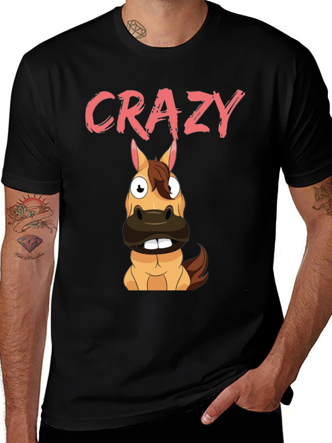 Variant 16 of Crazy Horse Graphic Tee - Black Cotton Blend