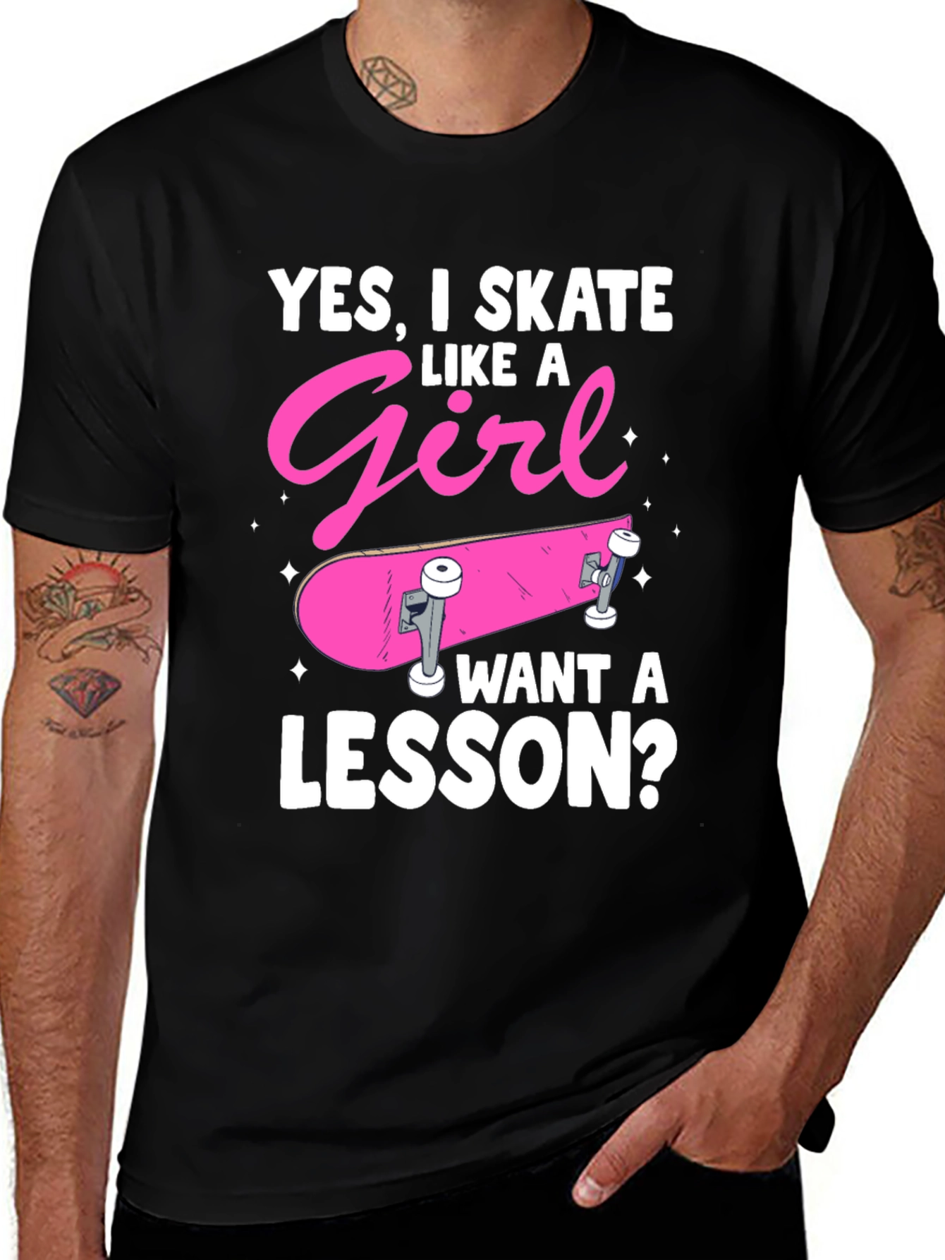 Variant 13 of Yes, I Skate Like A Girl Black T-Shirt