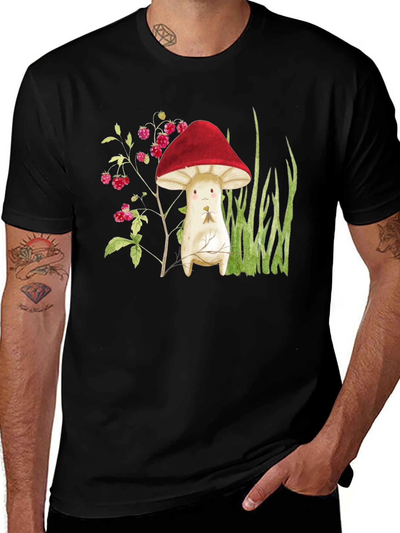Variant 21 of Mushroom Character Graphic Tee - Unique Nature Design