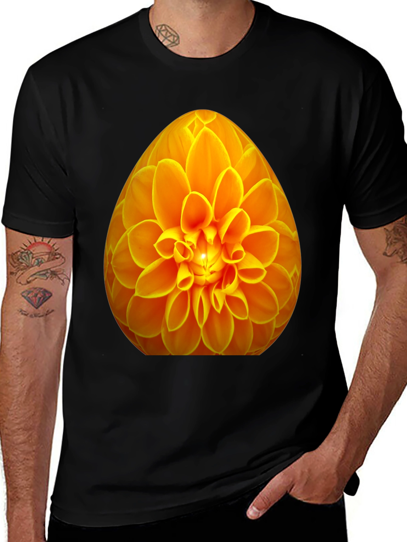 Variant 17 of Floral Design Black T-Shirt