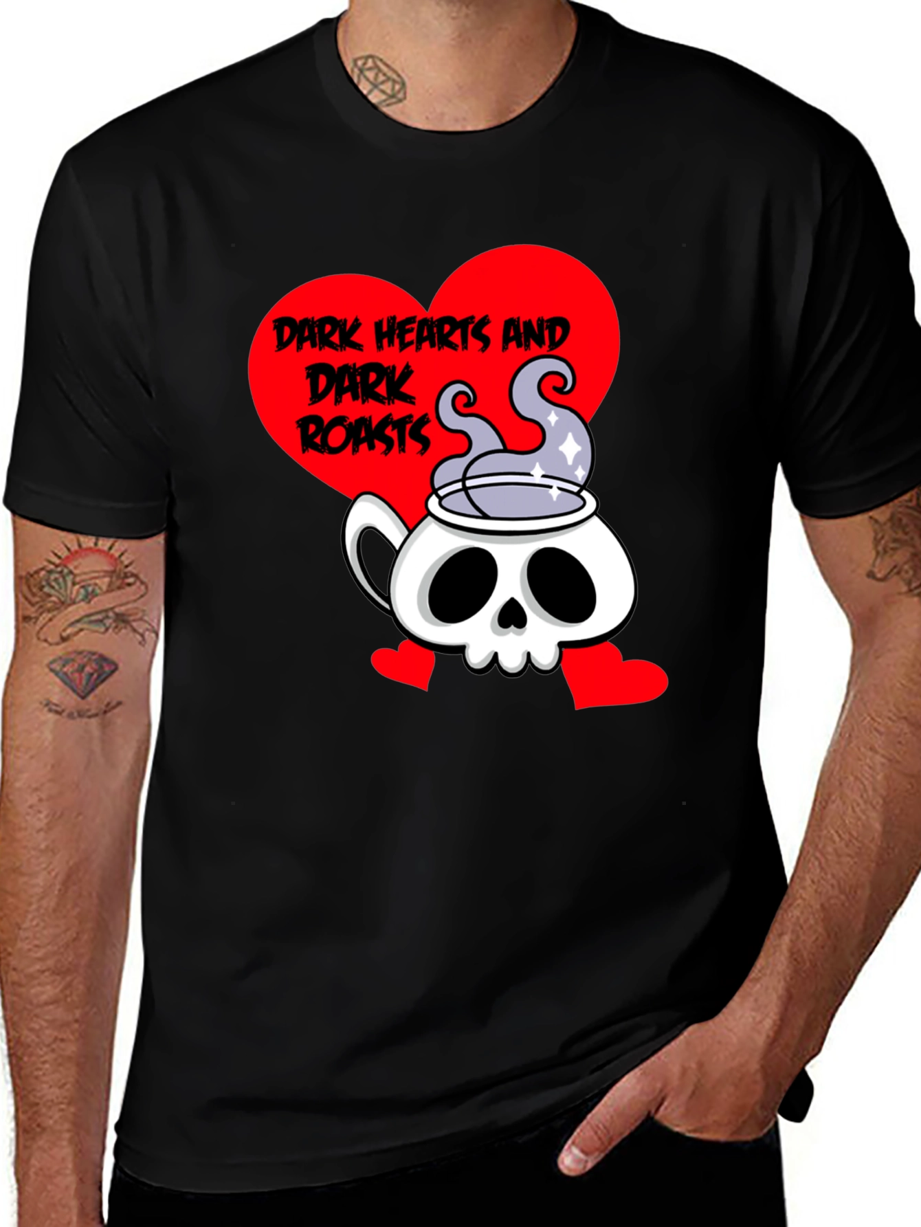 Dark Hearts & Dark Roasts Graphic Tee - Black