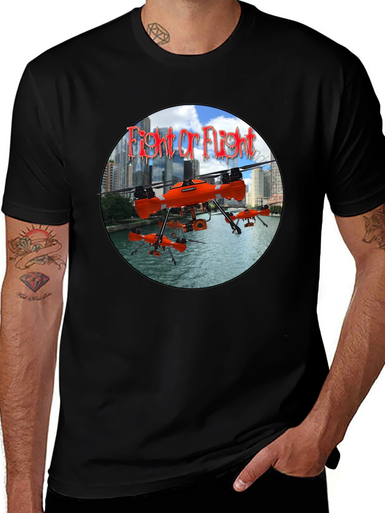 Fight or Flight Drone Graphic T-Shirt