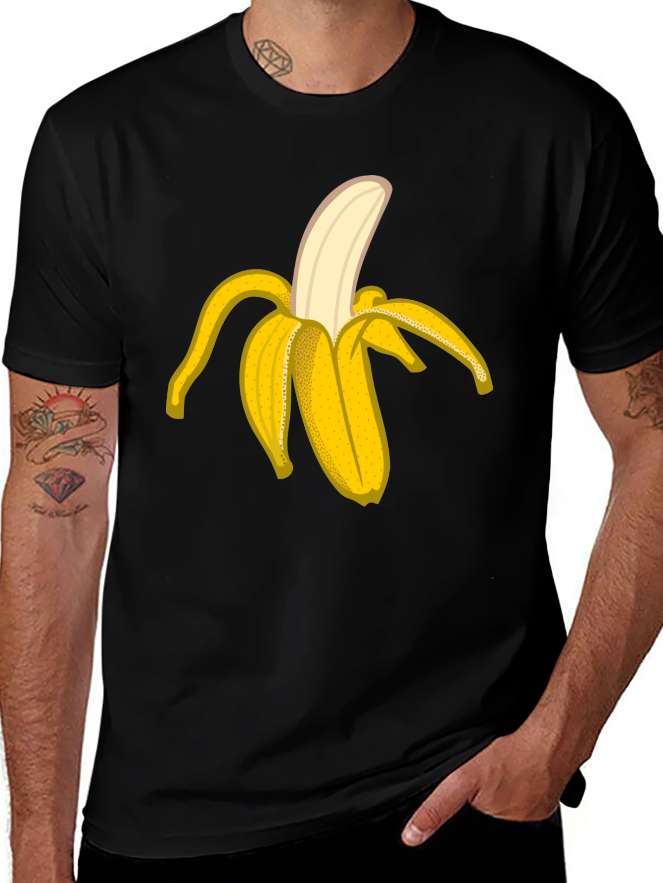 Variant 13 of Banana Graphic Black T-Shirt - Fruit Lover Tee
