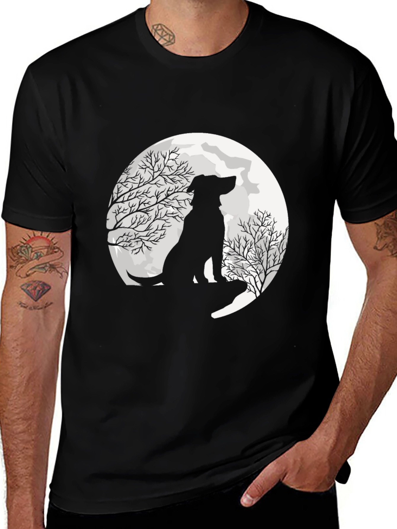 Variant 15 of Moonlit Dog Silhouette Graphic Tee